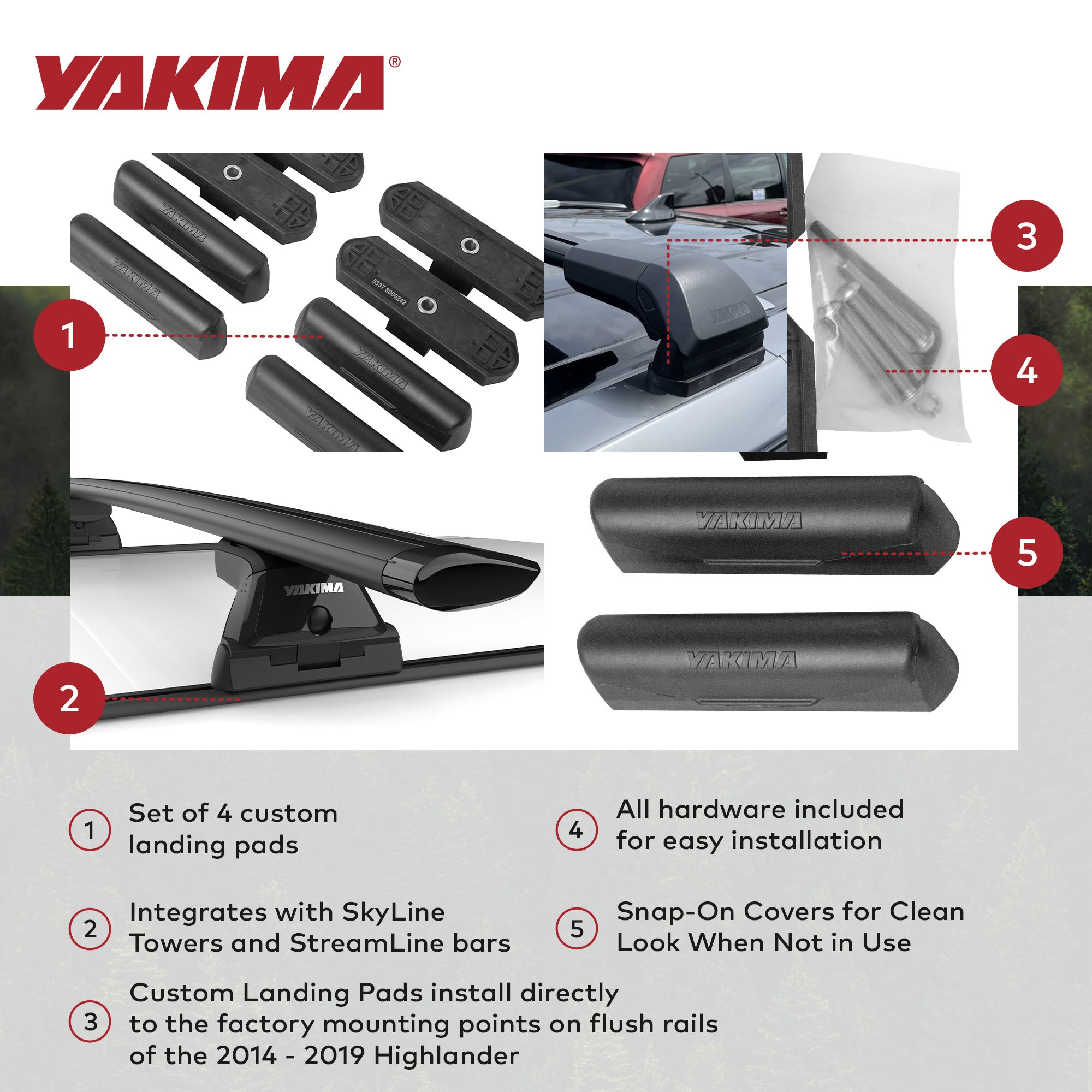 YAKIMA Landing Pad Fixed Point Tower, Compatible with 14-19 Toyota Highlander