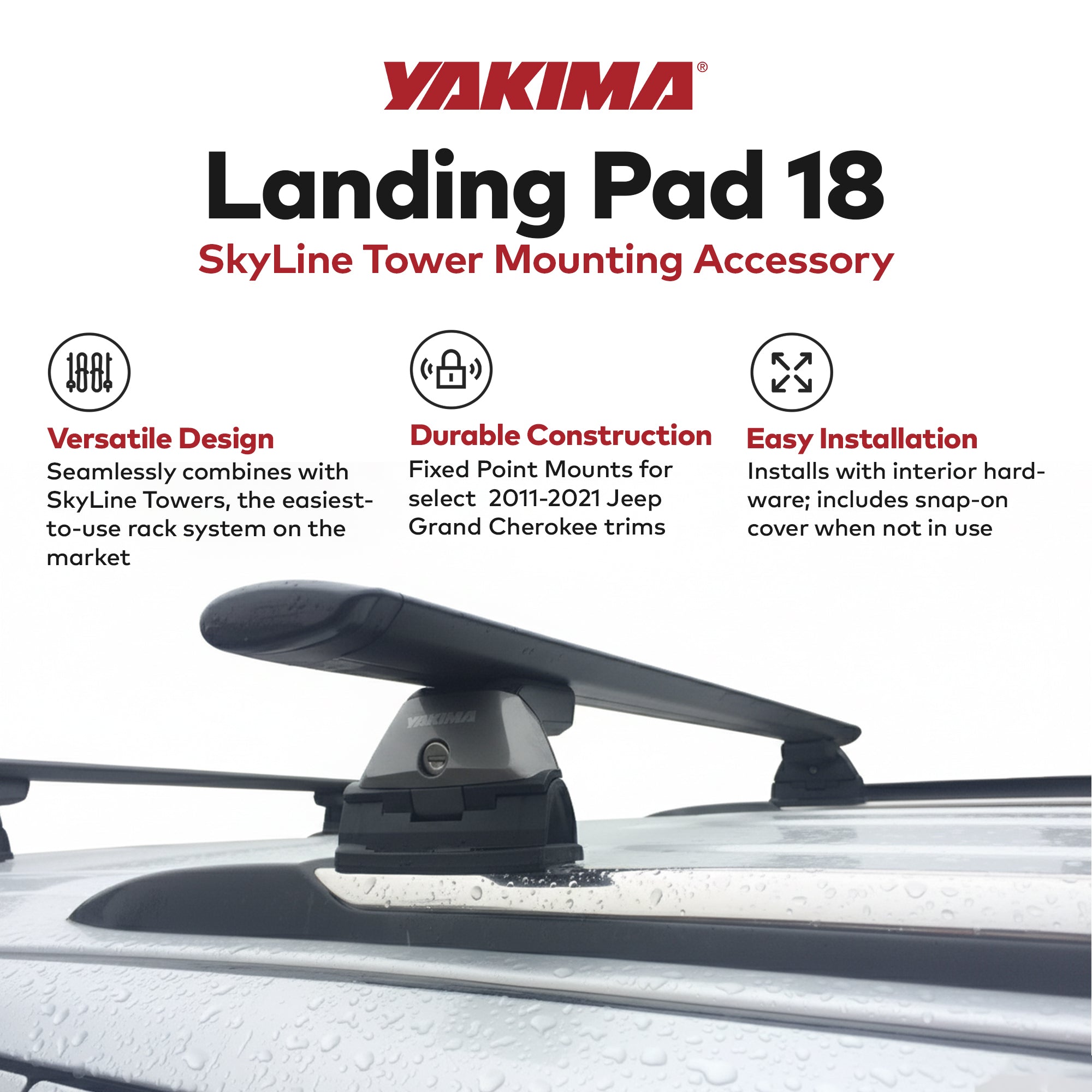 YAKIMA Landing Pad 18, Fixed Point Mounts for 2011-2021 Jeep Grand Cherokee - VMInnovations