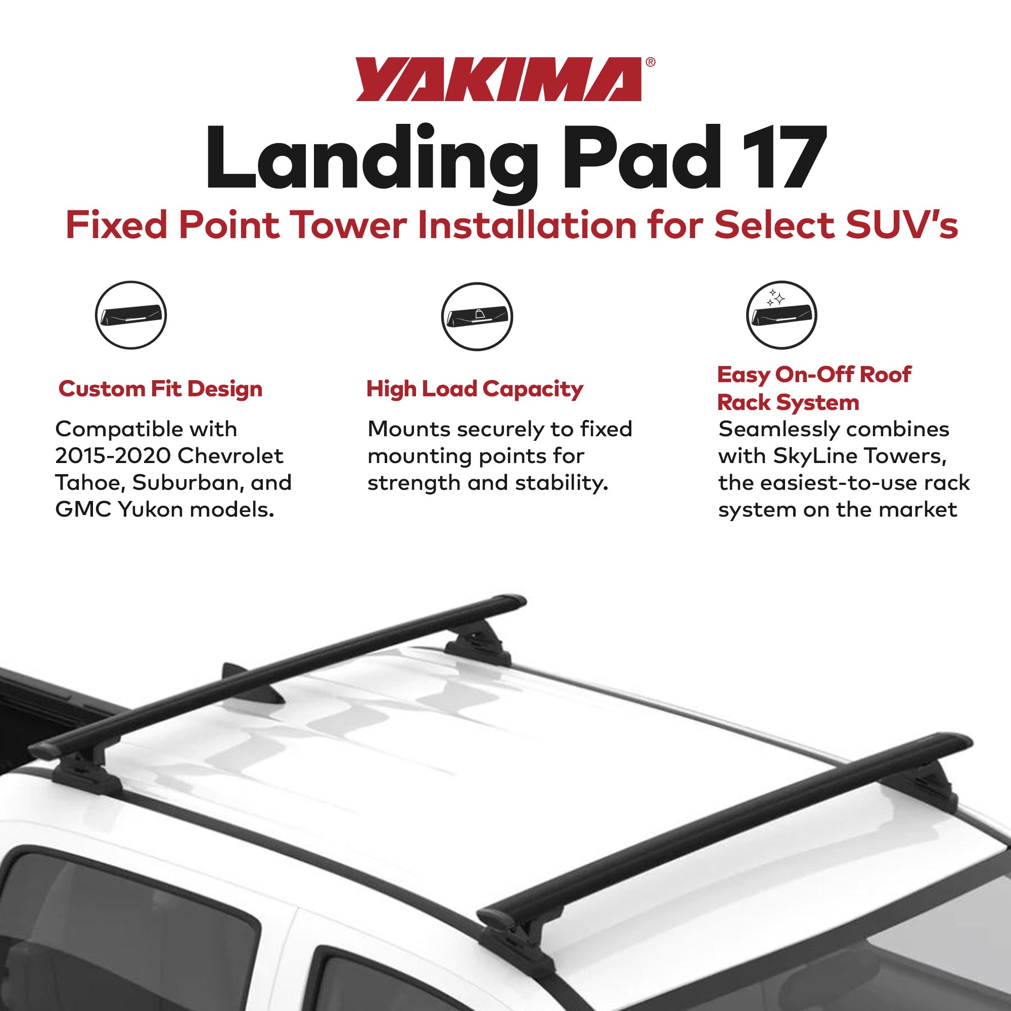 YAKIMA Landing Pad 17 Fixed Point Mounts for Select 2015+ Chevy/GMC/Cadillac SUV - VMInnovations