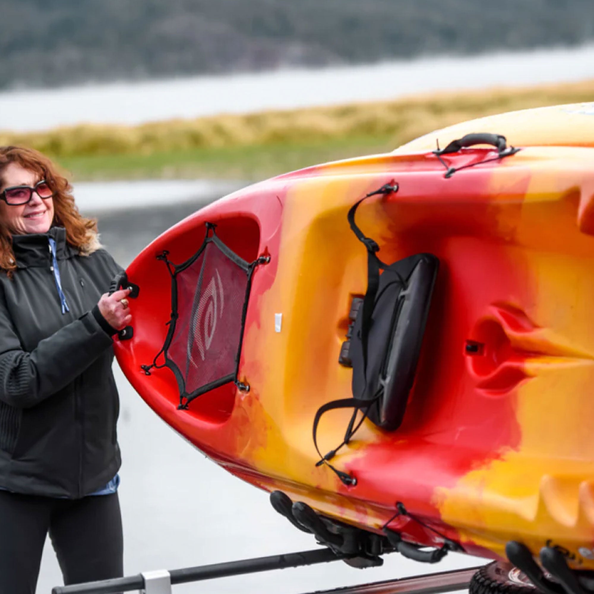 YAKIMA JayHook J-Cradle Rooftop 1 Kayak Mount, Rack w/Padding & Tie Downs (Used) - VMInnovations
