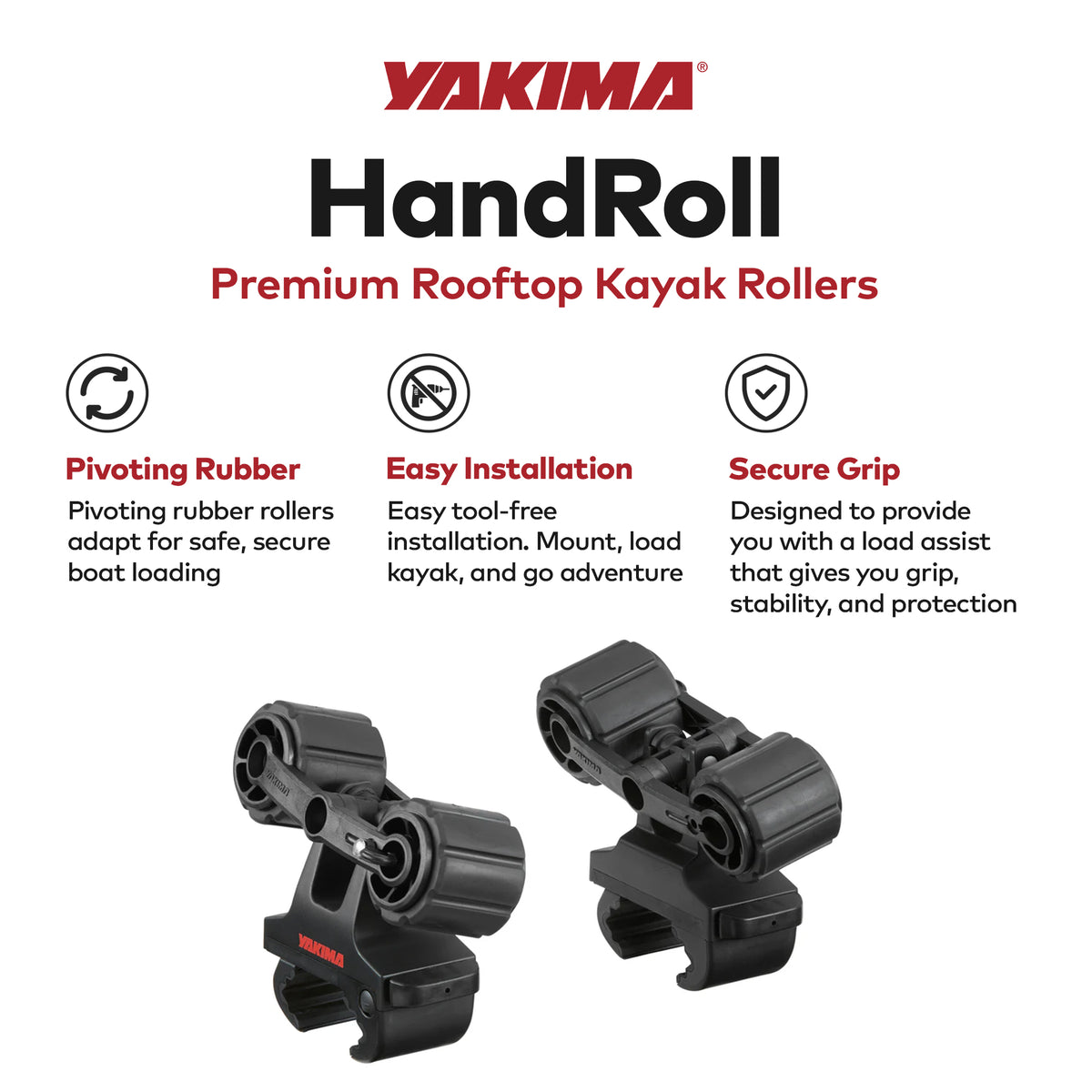 YAKIMA HandRoll Rooftop Mounted Kayak Rack for Vehicles, Set of 2 Kayak Rollers (For Parts)