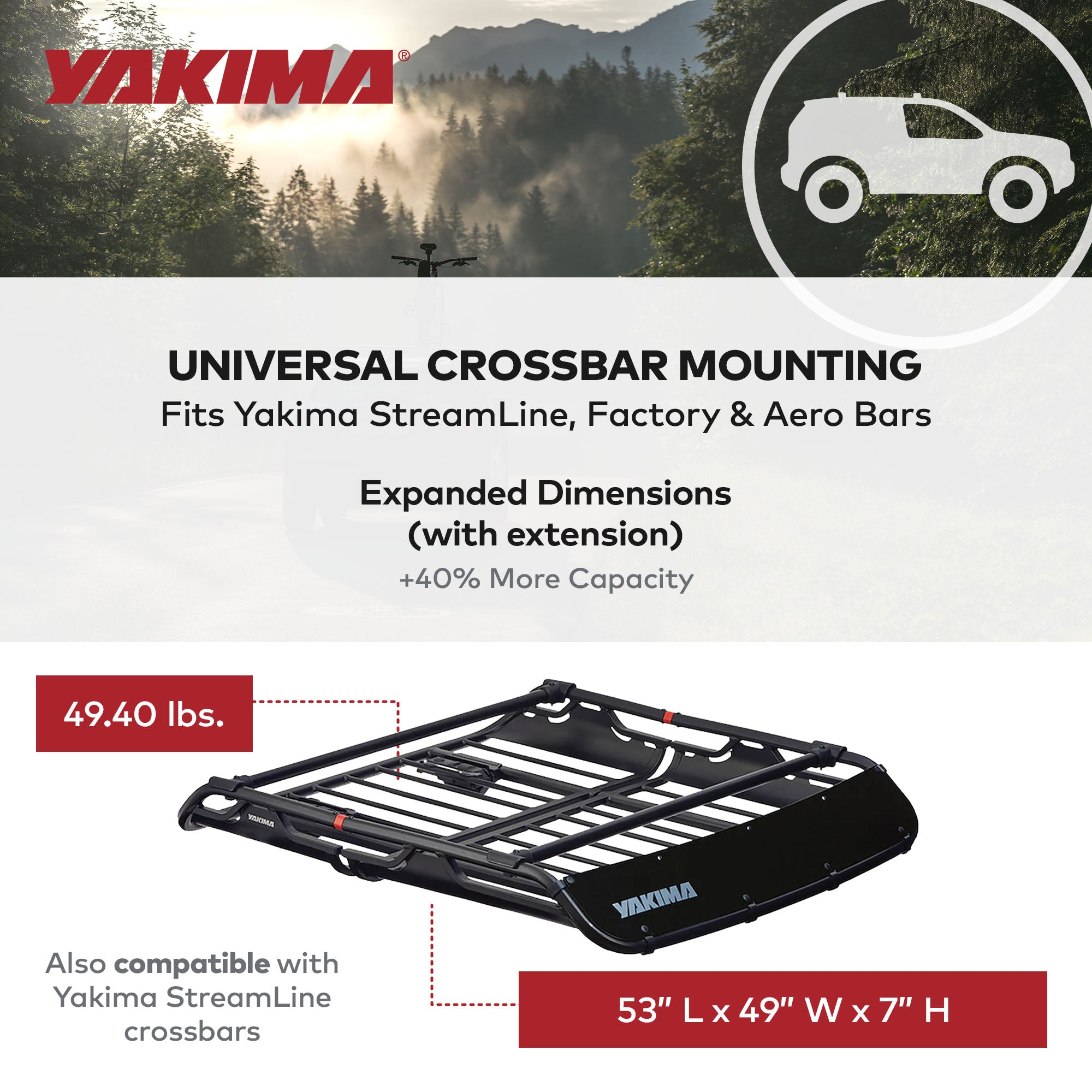 Yakima Large Cargo Basket Roof Rack, Compatible w/StreamLine Crossbars (Used) - VMInnovations
