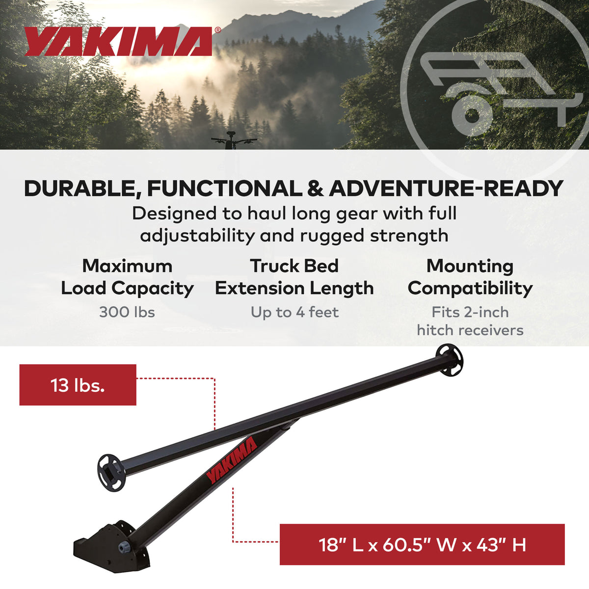 Yakima LongArm Aluminum Hitch Mounted Adjustable Truck Bed Extender (For Parts)