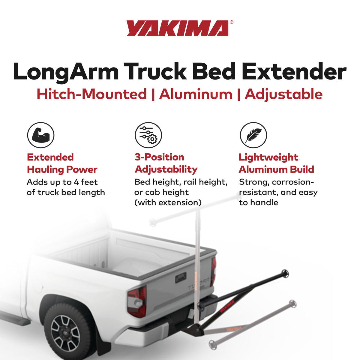 Yakima LongArm Aluminum Hitch Mounted Adjustable Truck Bed Extender (For Parts)