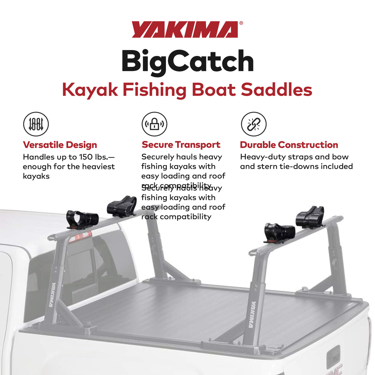 YAKIMA Kayak Fishing Boat Saddles for Roof Racks and Trailers, Black (Used) - VMInnovations