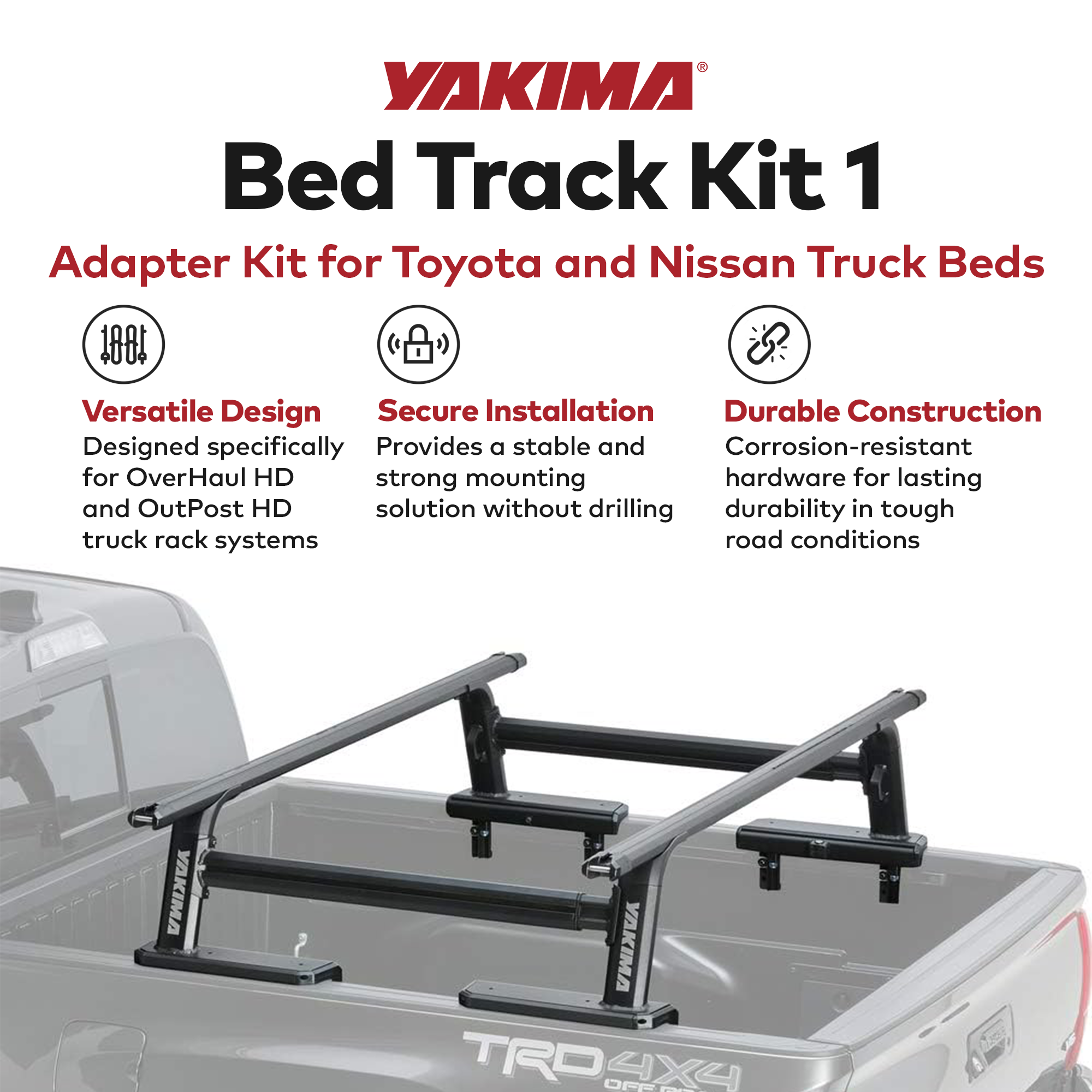 Yakima OverHaul HD Truck Bed Rack, 68-Inch Crossbars & Bed Track Adapter Kit