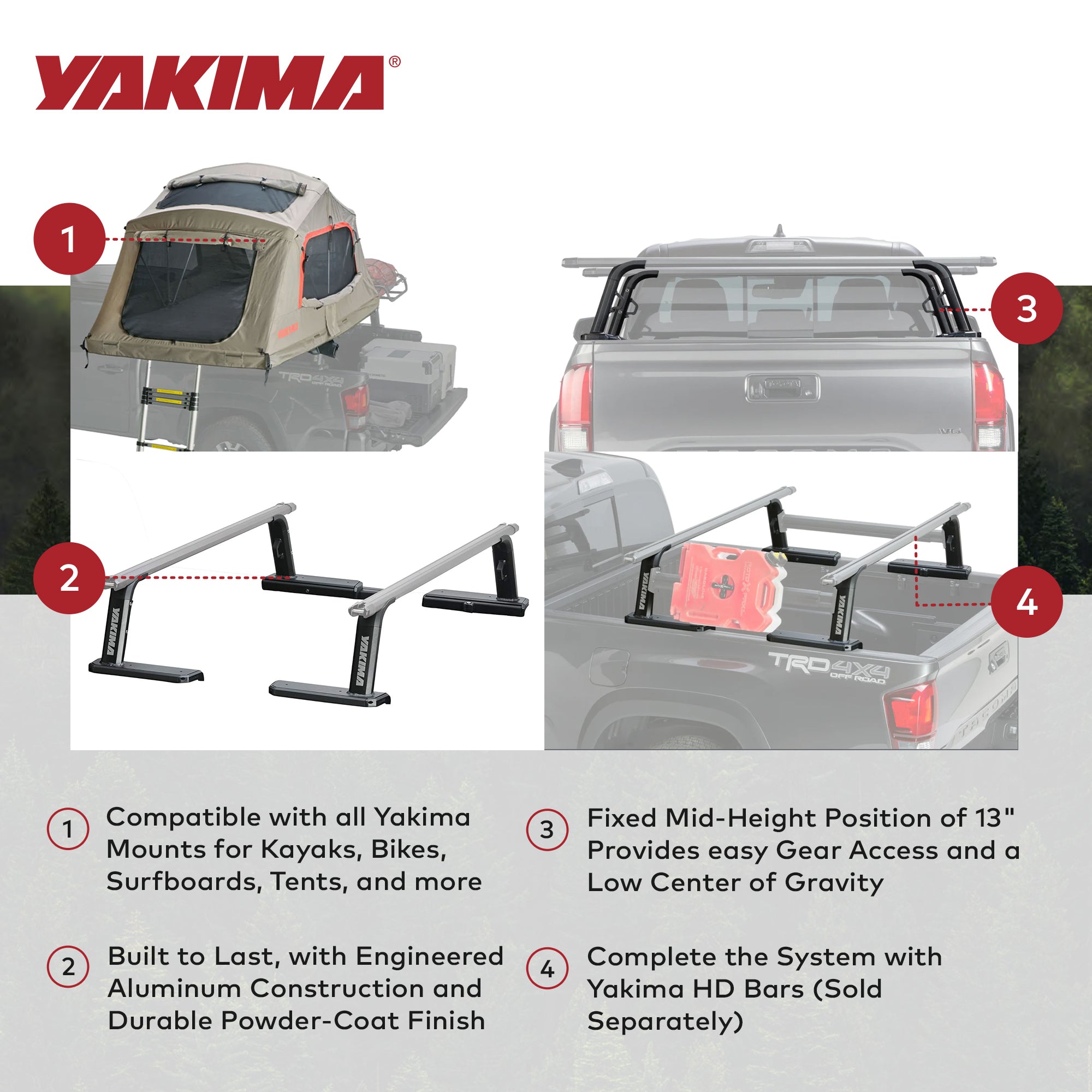 Yakima OutPost HD (Towers Only) Mid Height Heavy Duty Truck Bed Rack, Black - VMInnovations