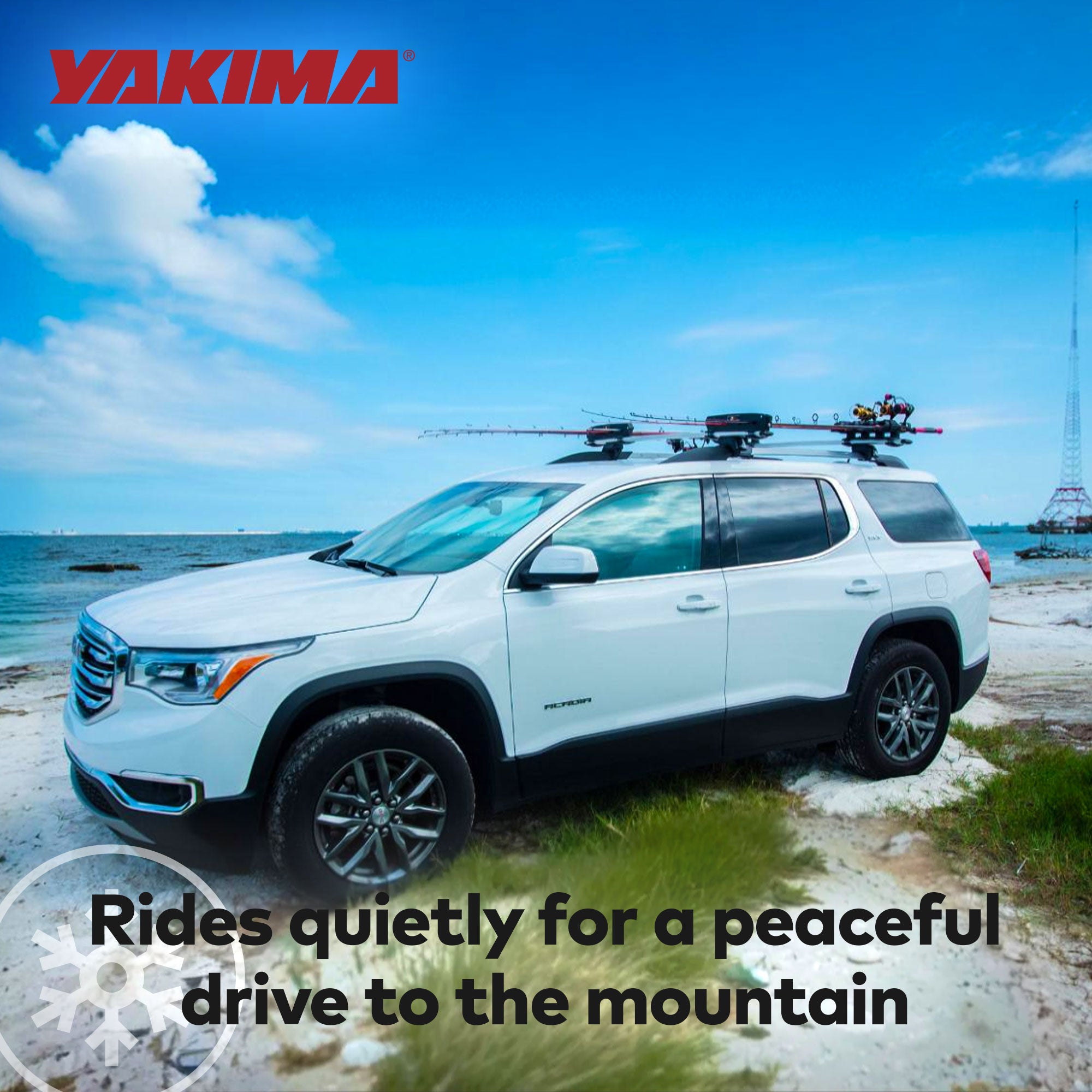 YAKIMA ReelDeal Padded Rooftop Rack Fishing Rod, Ski, and Snowboard Mount, Black
