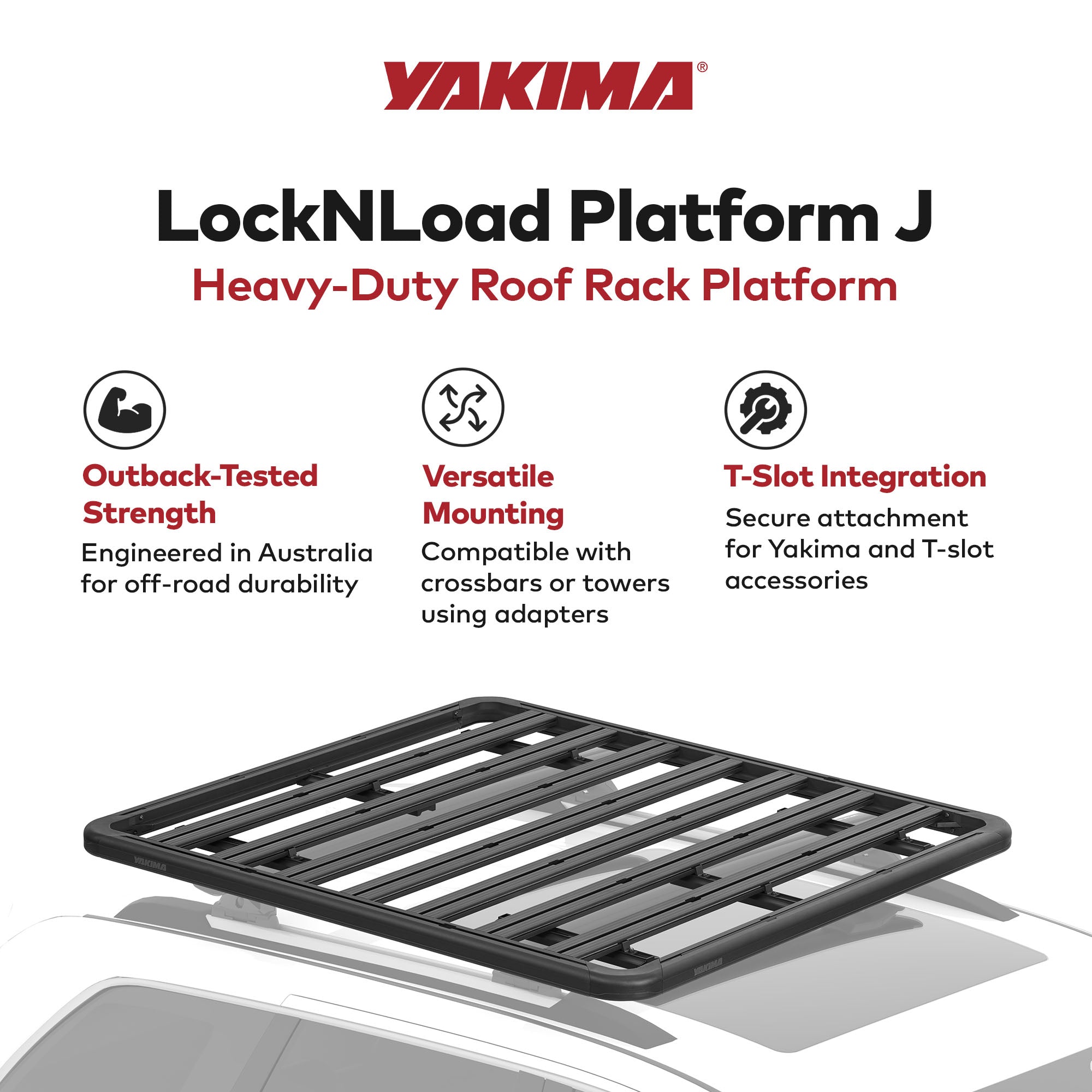 Yakima 76 by 65 Inch LockNLoad 3 Bar System Heavy Duty Roof Rack Platform, Black - VMInnovations