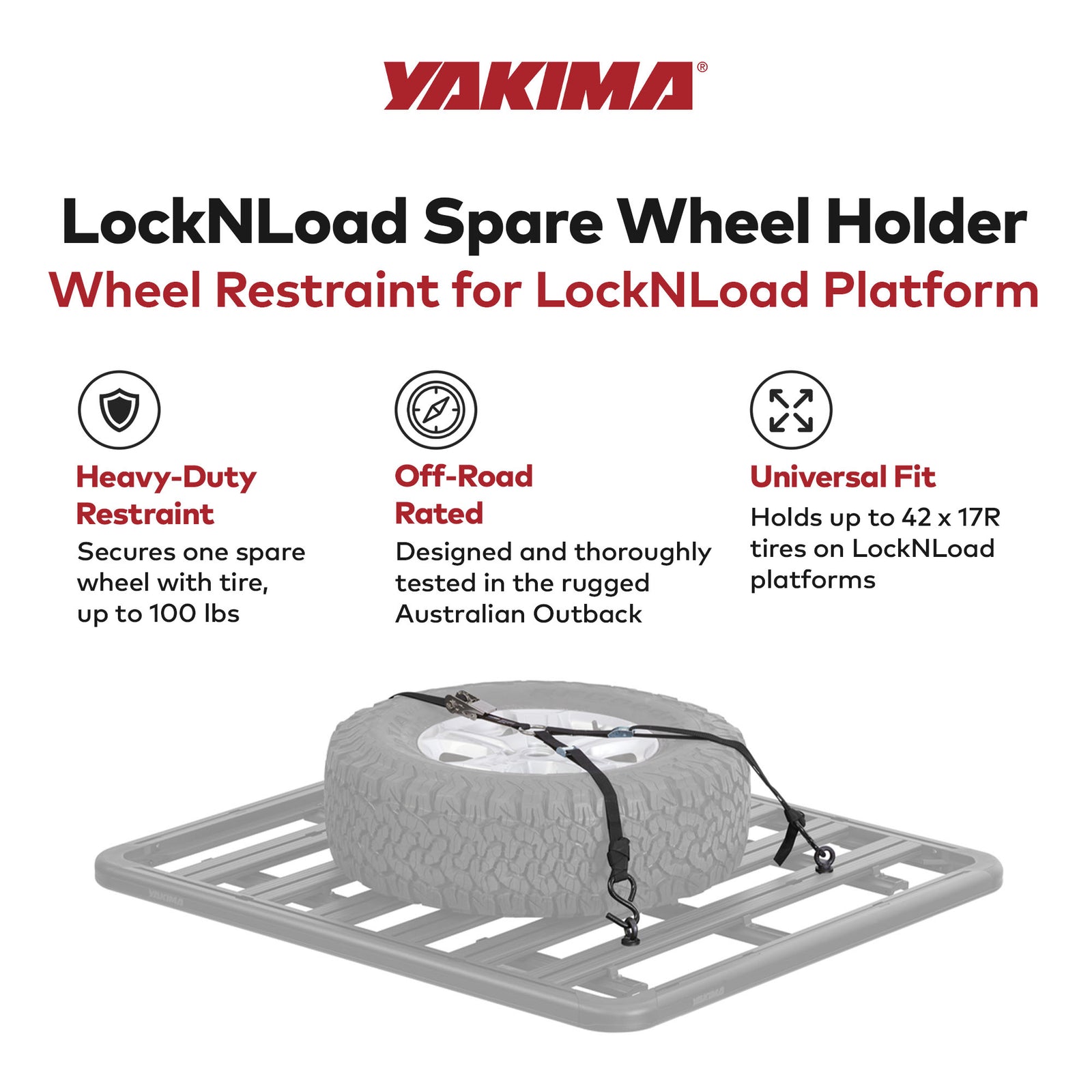 Yakima LockNLoad Wheel Restraint Spare Wheel Holder Kit for Roof Rack System - VMInnovations