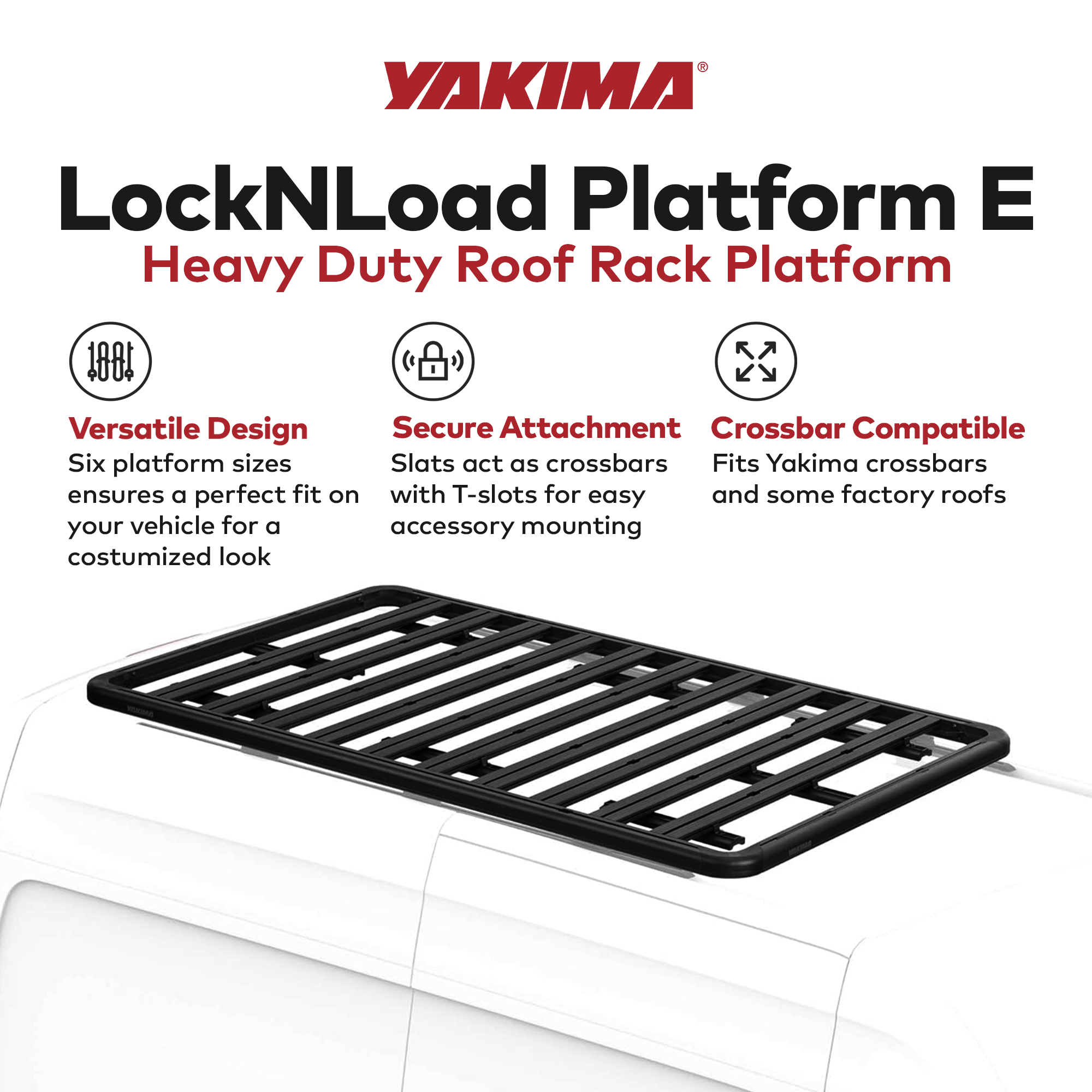 YAKIMA 84x49" 3 Bar System Heavy Duty Roof Rack Platform, Black (Open Box) - VMInnovations