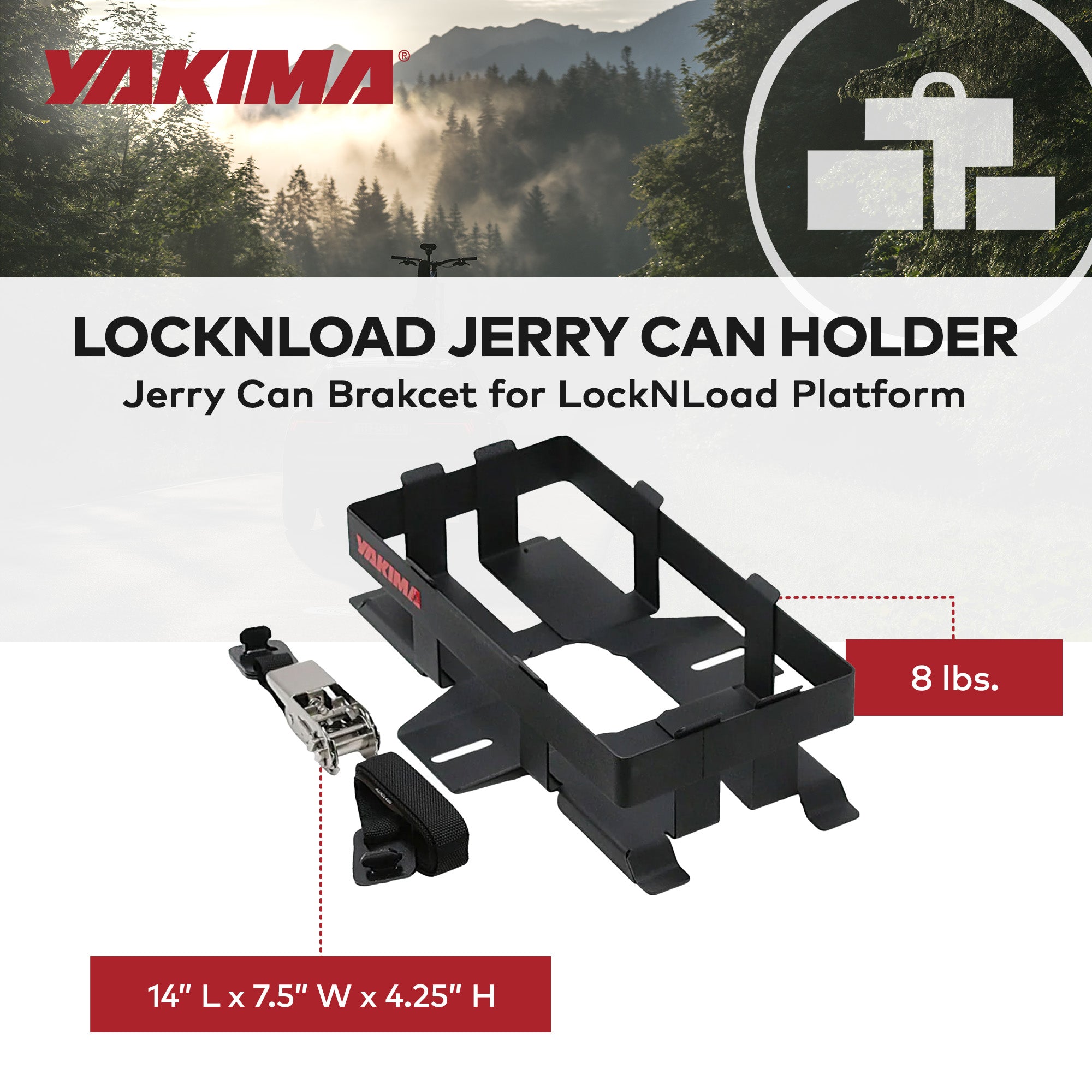 Yakima LockNLoad Platform Plastic Jerry Can Holder for Roof Rack Systems, Black - VMInnovations