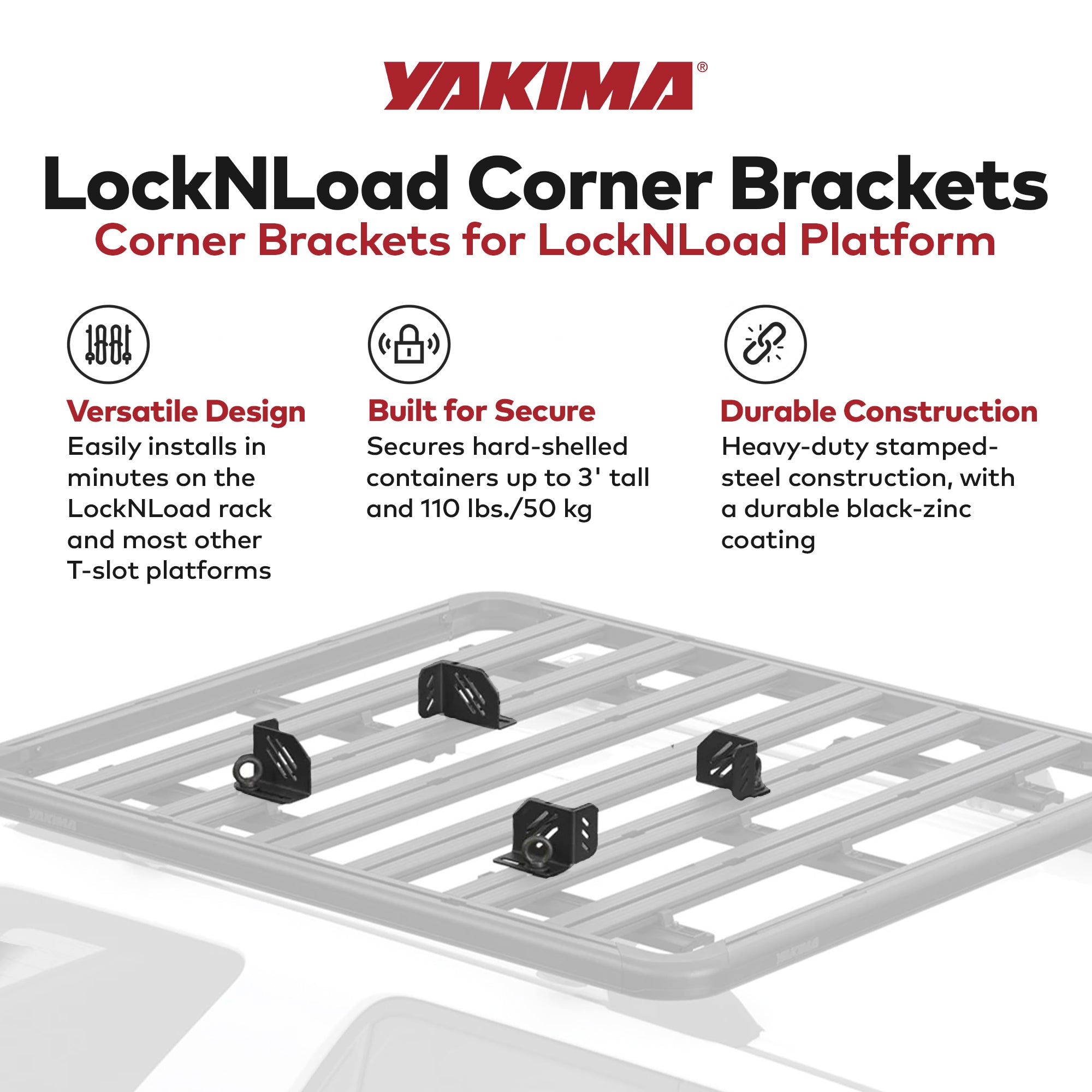 YAKIMA LockNLoad Platform Corner Bracket Kit with T Slot Braces, Set of 4 (Used) - VMInnovations