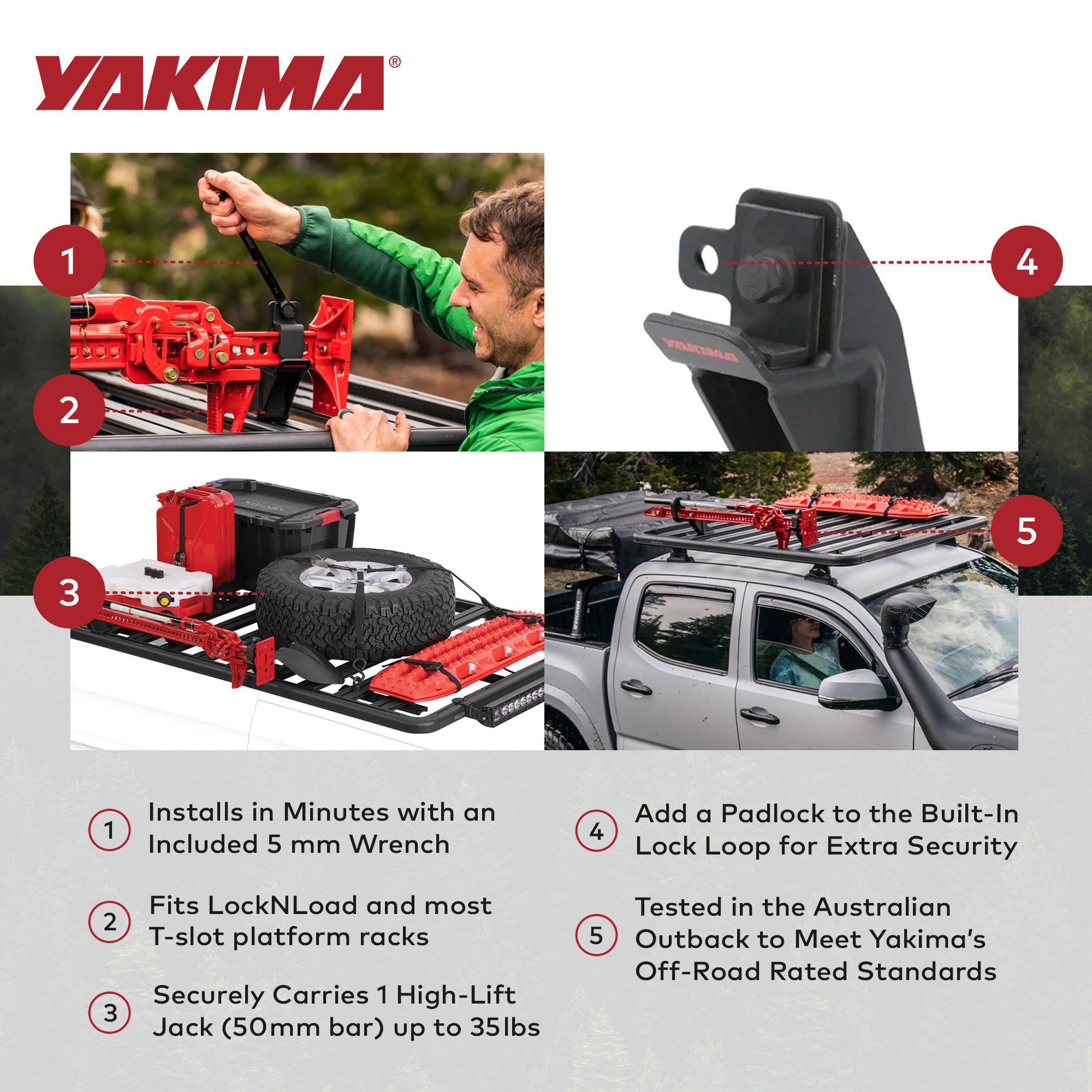 YAKIMA High Lift Jack Holder LockNLoad Roof Rack Platform Accessories, Black - VMInnovations