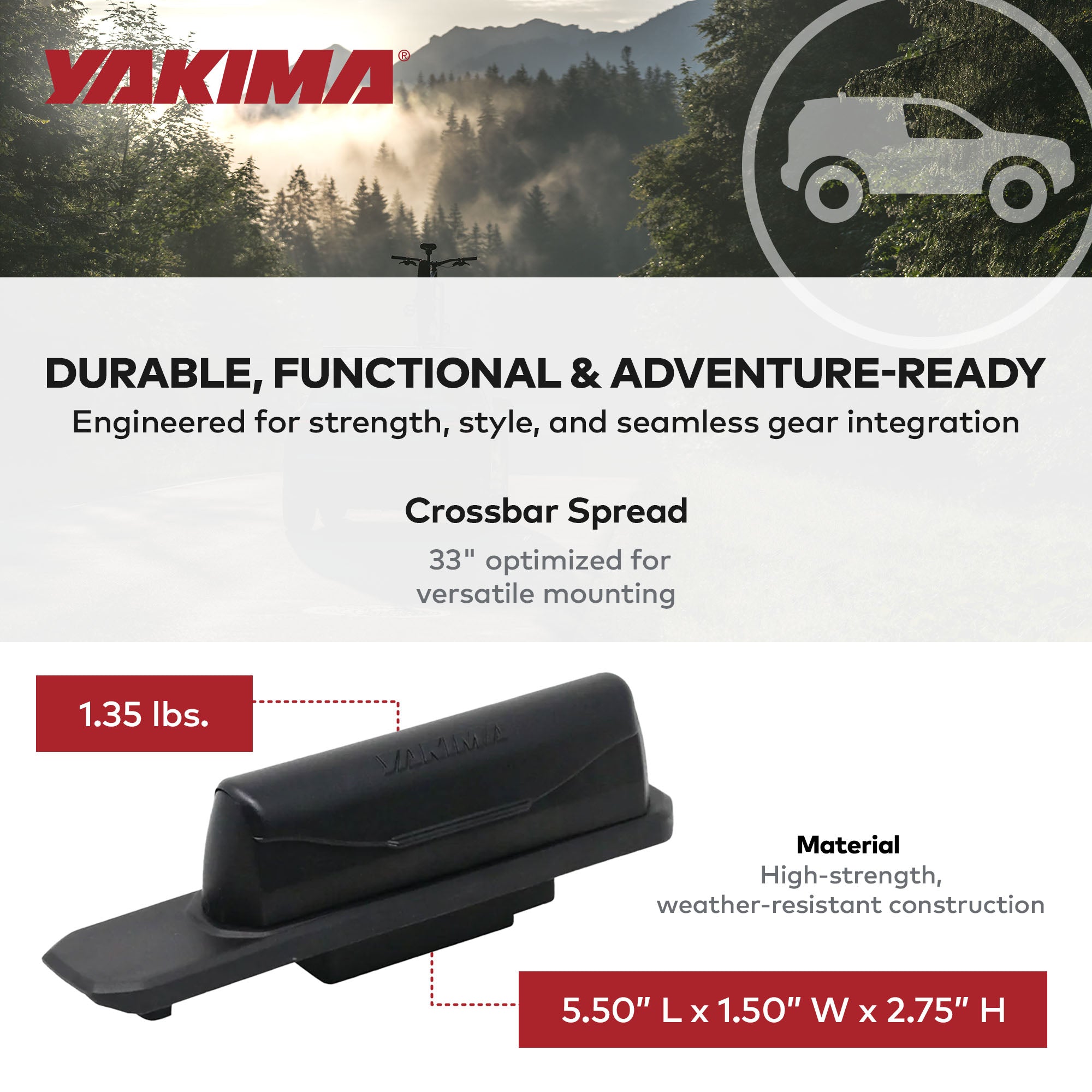 YAKIMA Landing Pad 23, Fixed Mounts for 2019 & Newer Toyota Rav4 SUV (Open Box)