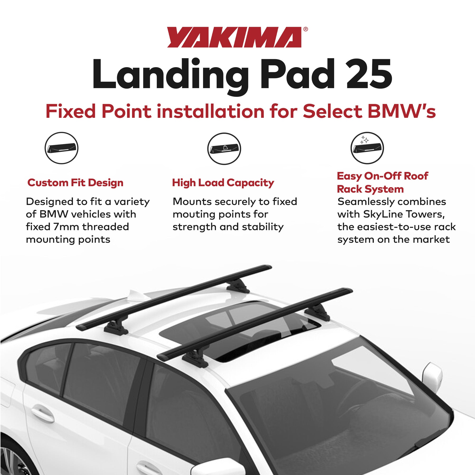 YAKIMA Landing Pad 25 Fixed Point Tower Installation Mounts for Rail Rooftops - VMInnovations
