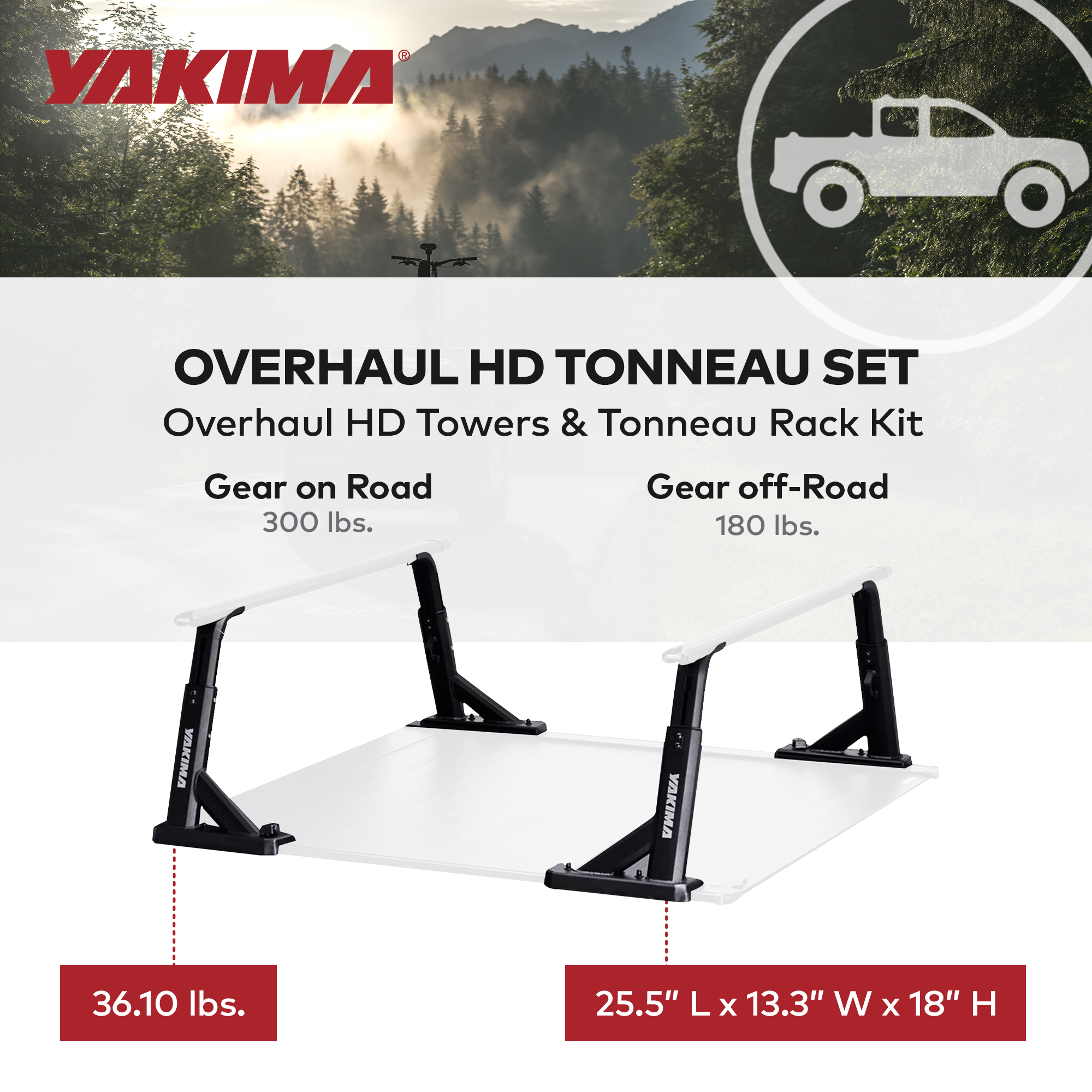 Yakima Aluminum HD Towers with Tonneau Kit Mounting Hardware, Black (Used) - VMInnovations