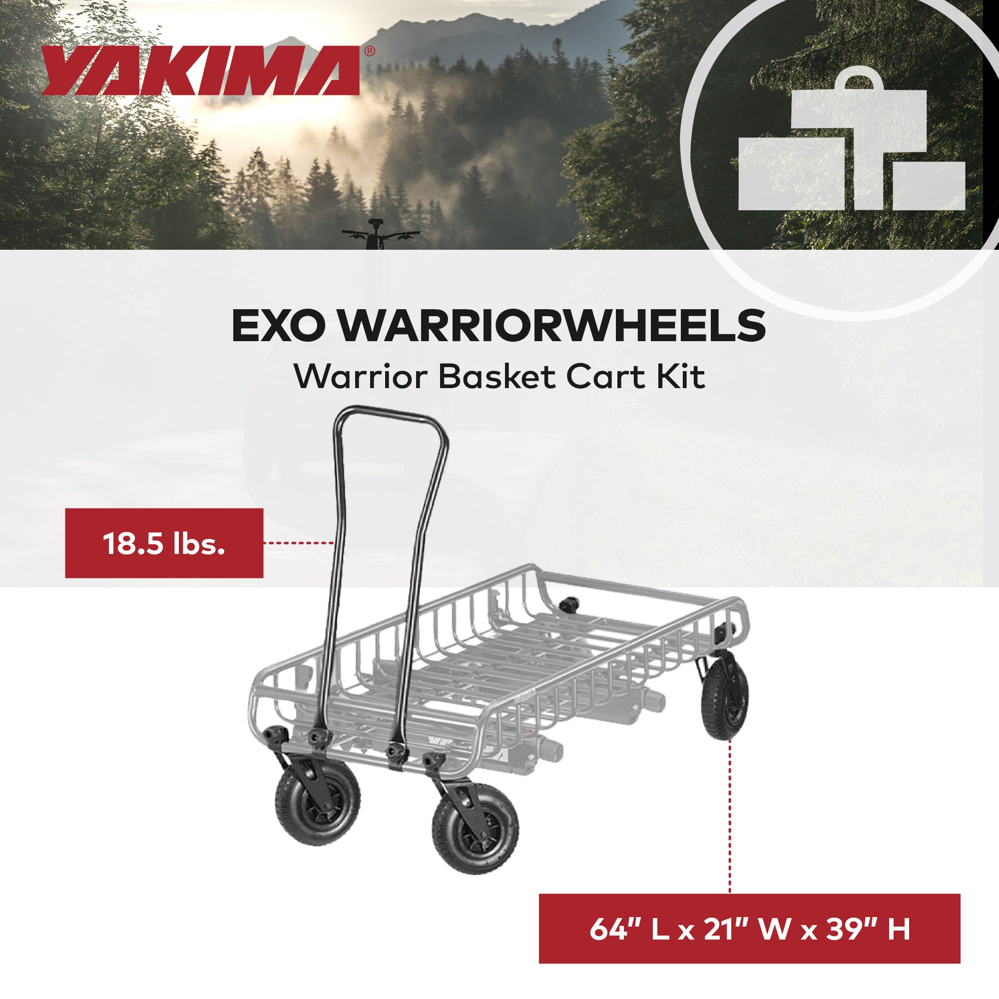 Yakima EXO Sturdy Heavy Duty Aluminum Cargo Basket Cart Kit, Black (Open Box)