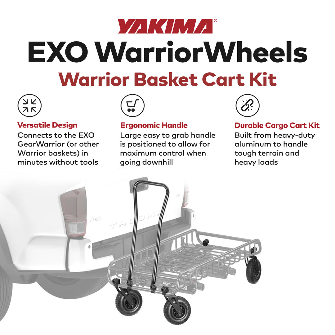 Yakima EXO WarriorWheels Sturdy Heavy Duty Aluminum Cargo Basket Cart Kit, Black - VMInnovations