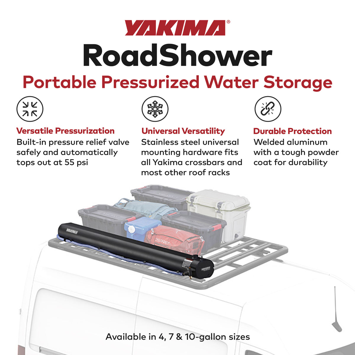 YAKIMA RoadShower 10 Gal Portable Pressurized Water Storage, Black (Open Box)