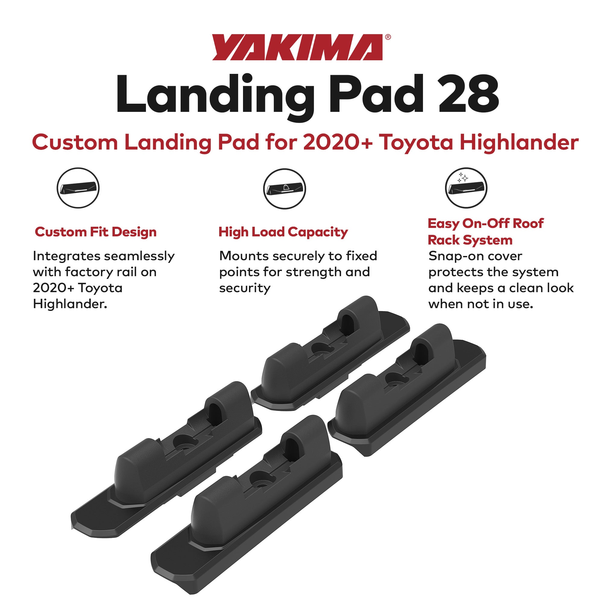 YAKIMA Landing Pad for SkyLine Towers and StreamLine Crossbars, Black, Set of 4 - VMInnovations