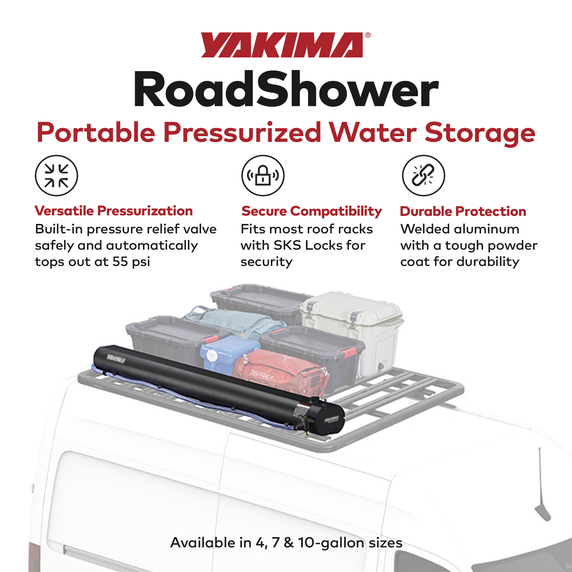 YAKIMA RoadShower Medium 7 Gal Portable Pressurized Water Storage, Black (Used) - VMInnovations