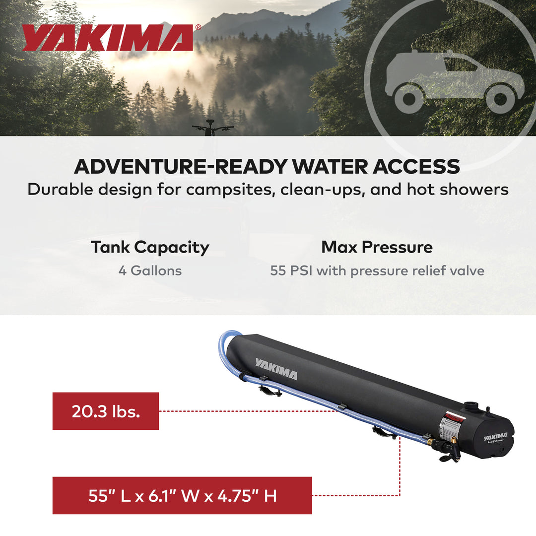 YAKIMA RoadShower Small 4 Gal Portable Aluminum Pressurized Water Storage, Black - VMInnovations