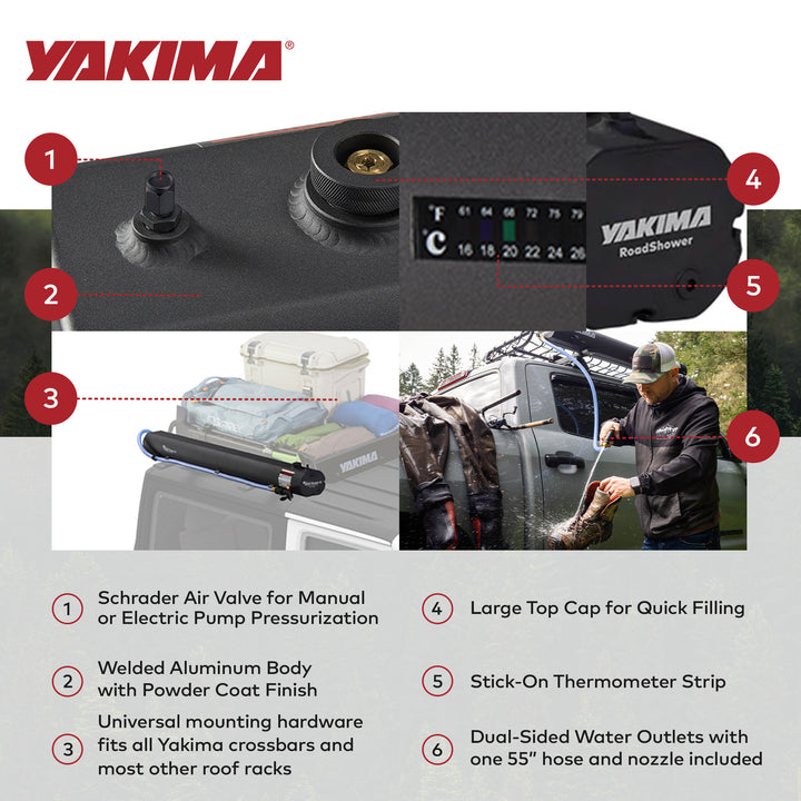 YAKIMA RoadShower Small 4 Gal Portable Aluminum Pressurized Water Storage, Black - VMInnovations