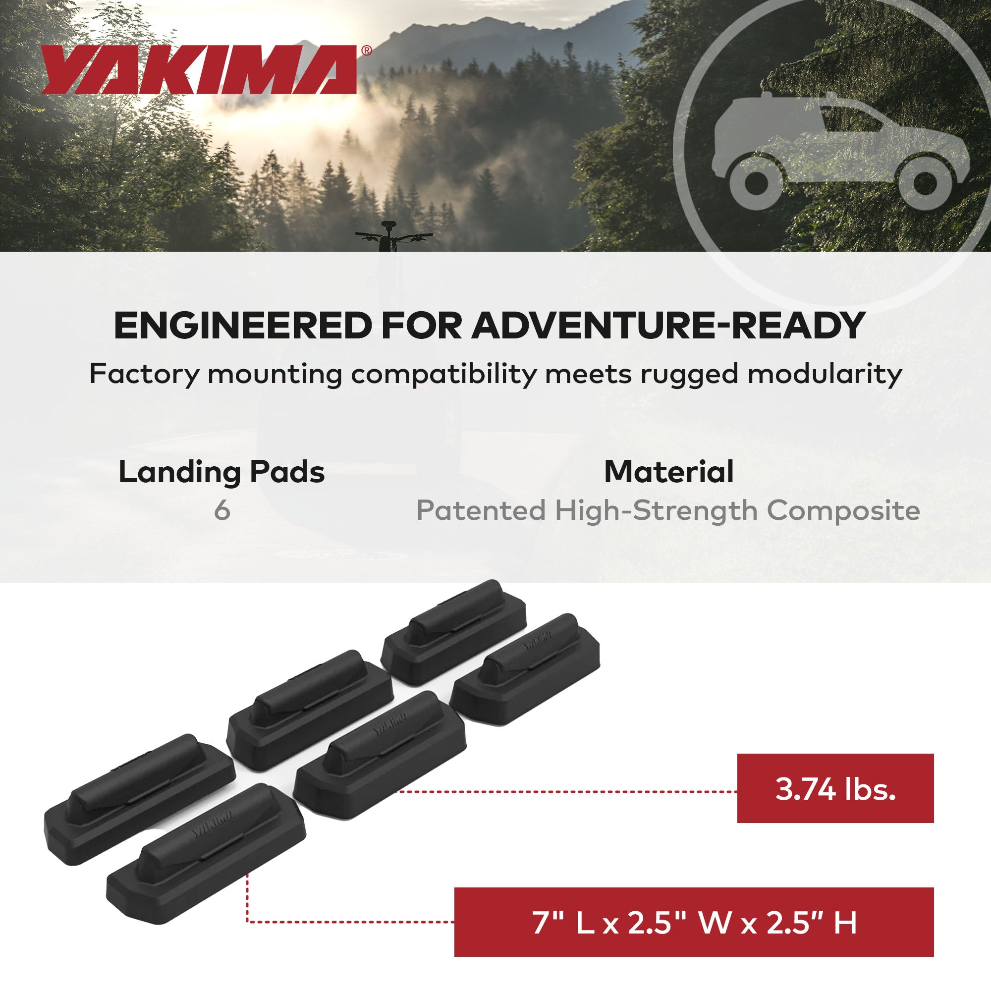 YAKIMA Landing Pad 30 Fixed Point Tower Compatible w/2010+ Lexus GX, Set of 6 - VMInnovations