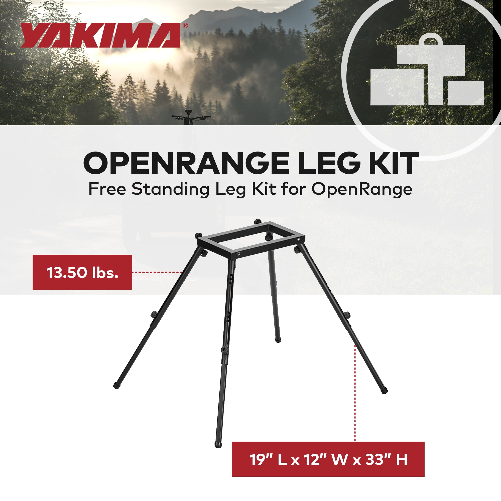 Yakima EXO OpenRange Steel Leg Kit Free Standing 20-30" Adjustable Support Stand - VMInnovations
