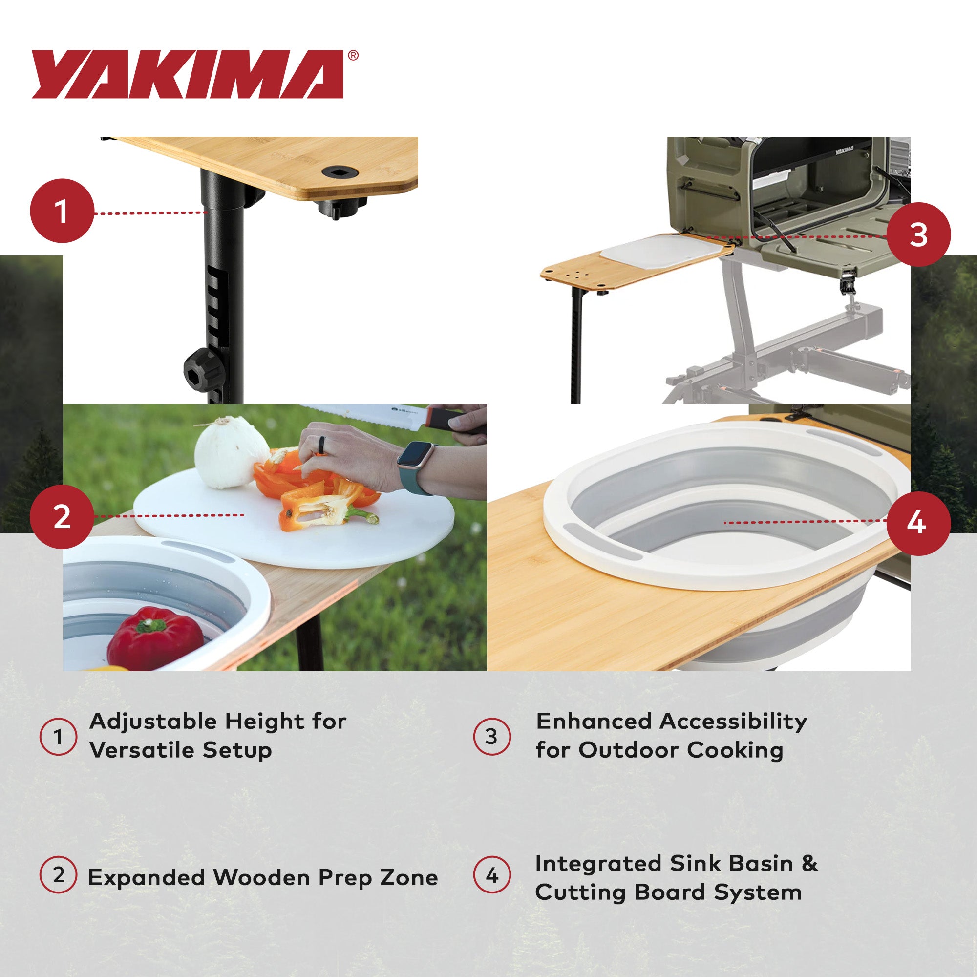 Yakima EXO OpenRange 13 x 27 Inch Wooden Side Table and Nesting Cutting Board - VMInnovations