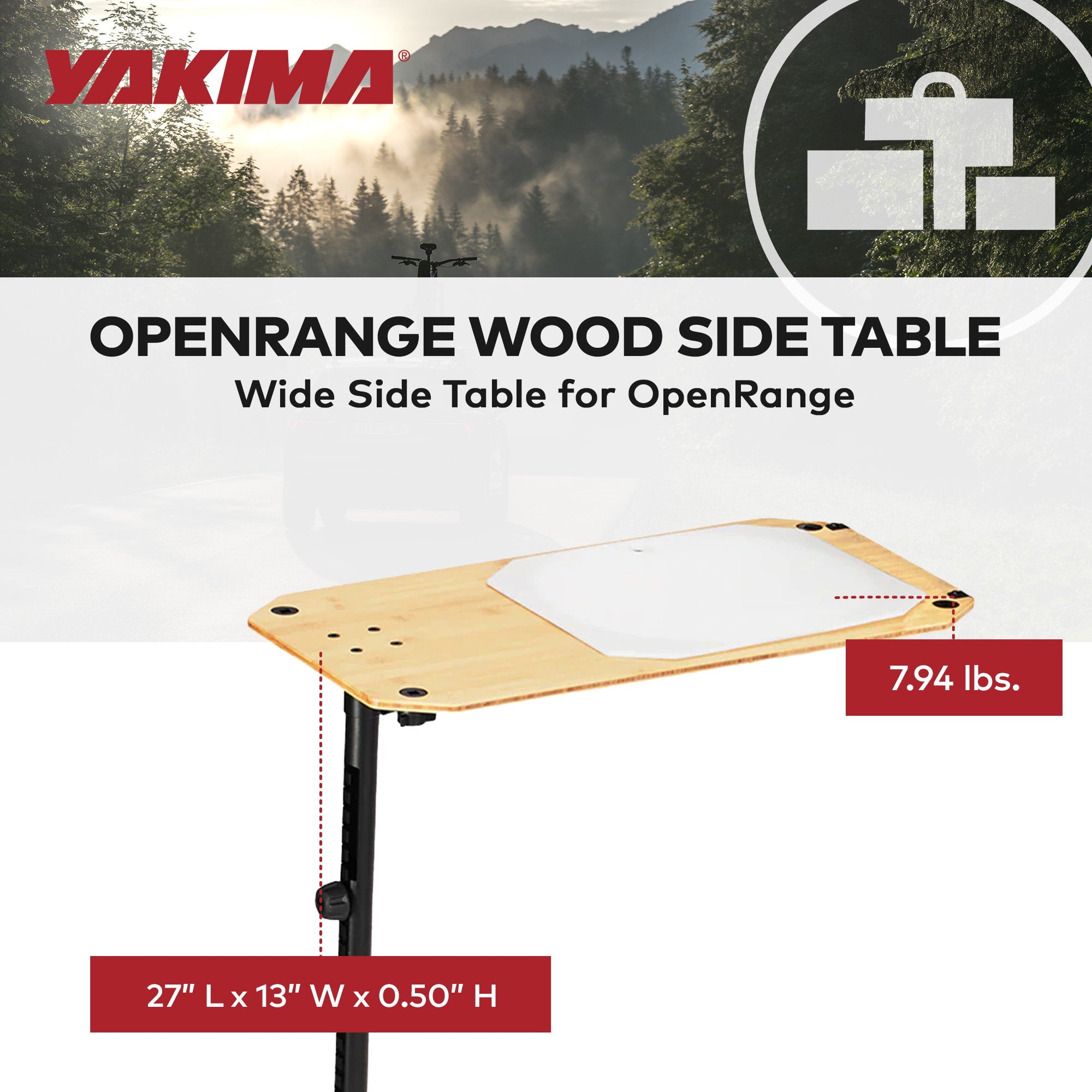 Yakima EXO OpenRange 13 x 27 Inch Wooden Side Table and Nesting Cutting Board