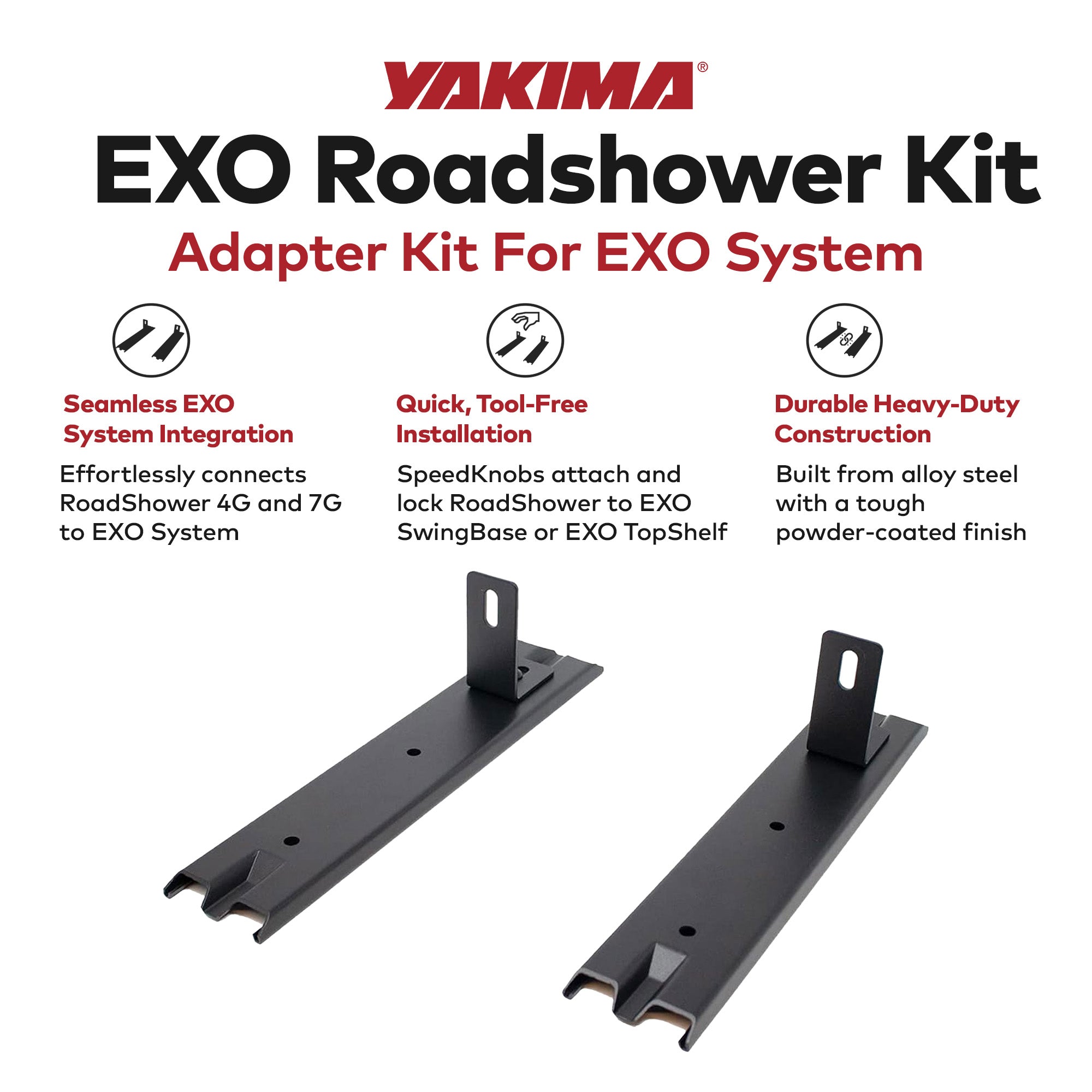 YAKIMA EXO Modern RoadShower Alloy Steel Powder Coated Finish Adaptor Kit, Black - VMInnovations