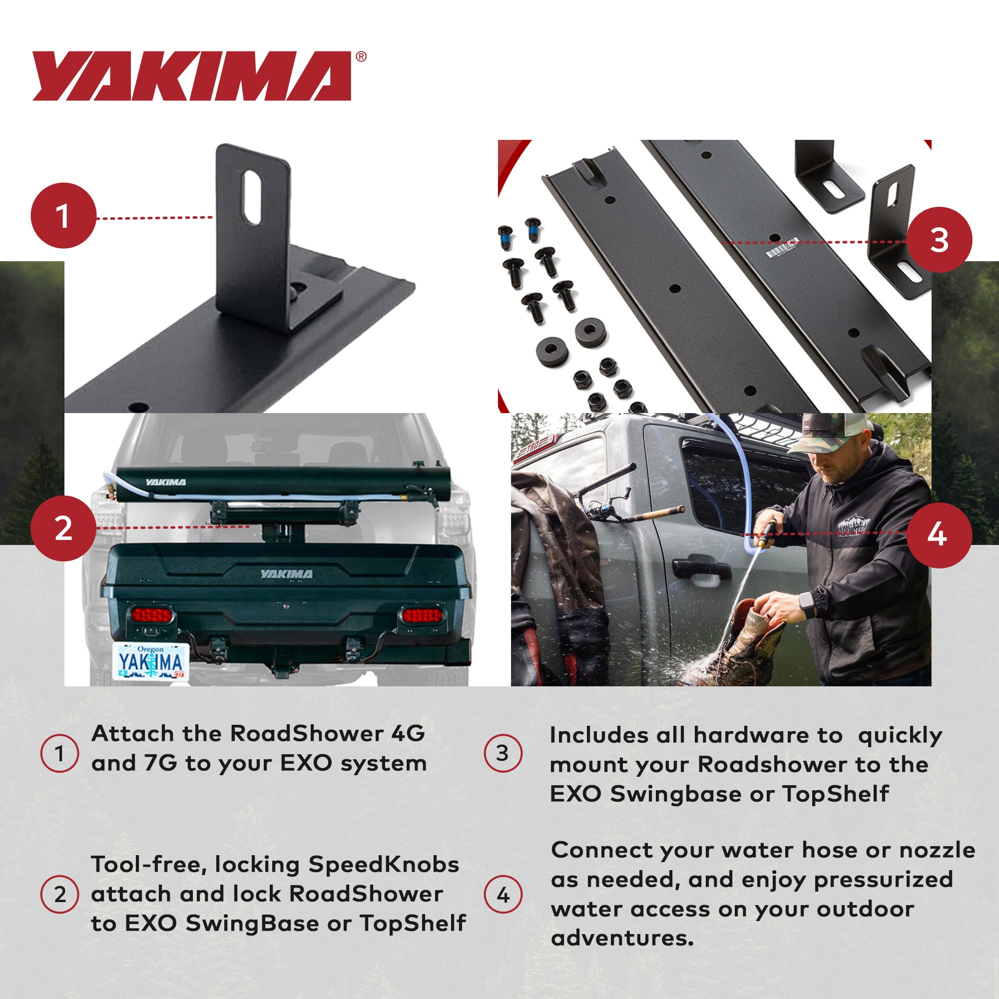 YAKIMA EXO Modern RoadShower Alloy Steel Powder Coated Finish Adaptor Kit, Black - VMInnovations