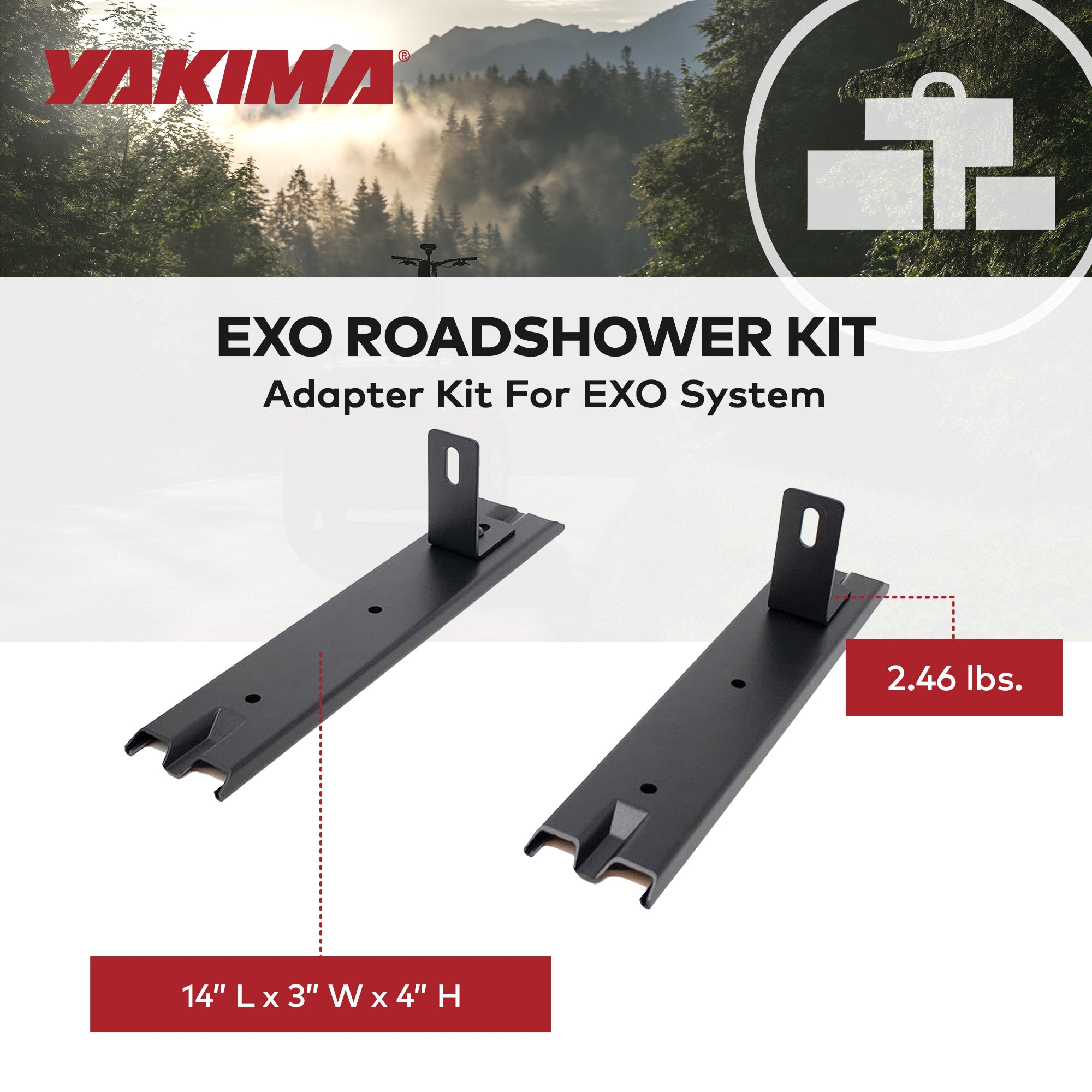 YAKIMA EXO Modern RoadShower Alloy Steel Powder Coated Finish Adaptor Kit, Black - VMInnovations