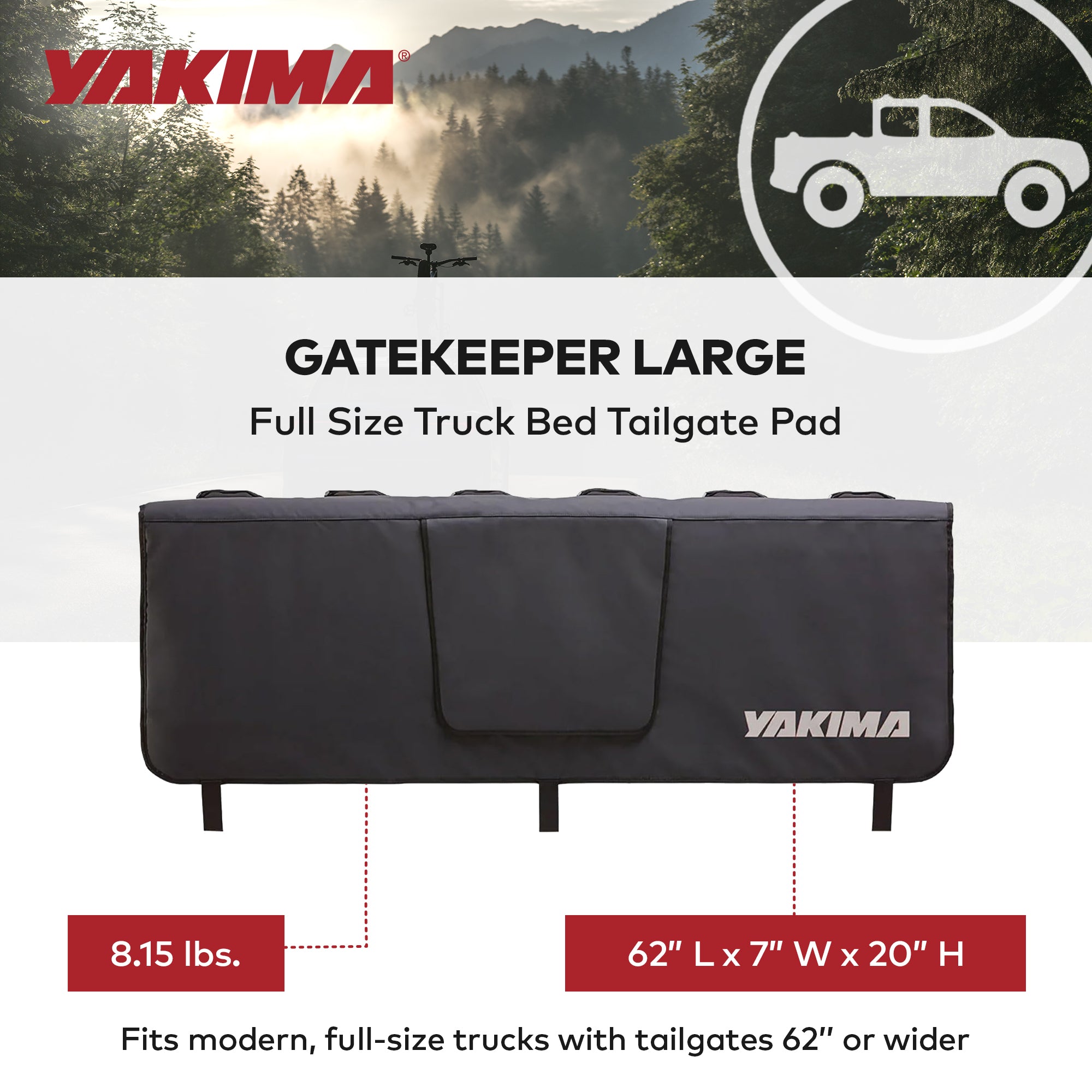 Yakima Full Size Truck Bed Large Polyester Tailgate Bike Pad, Black(Open Box)
