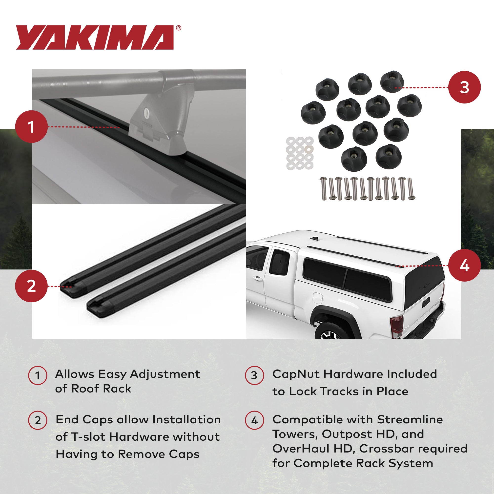 Yakima HD Track 60' Car Roof Top Rack Mounting System w/CapNuts, Black(Open Box)