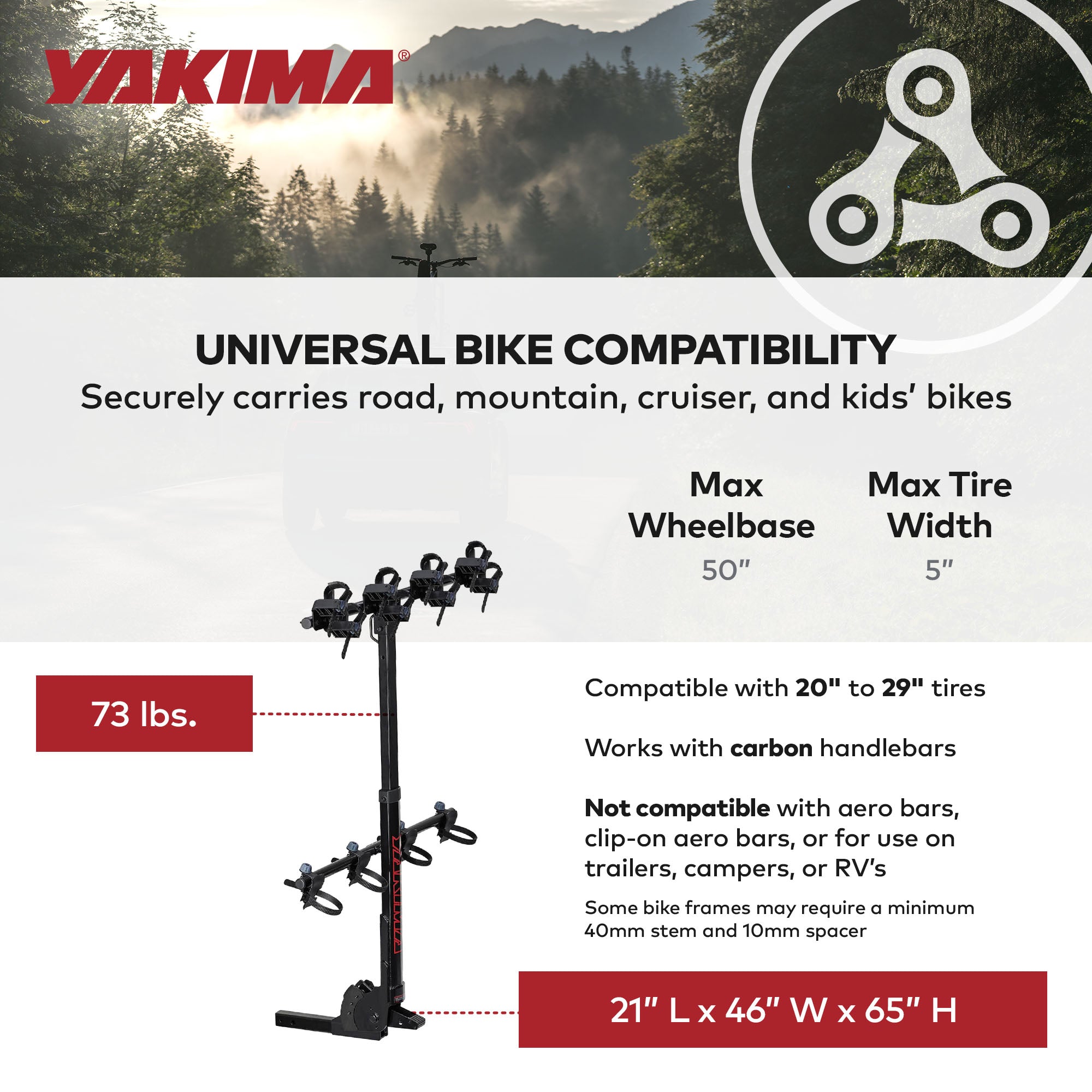 Yakima HangTight 4 Vertical Hanging Hitch Bike Rack 2In Receivers (Open Box)