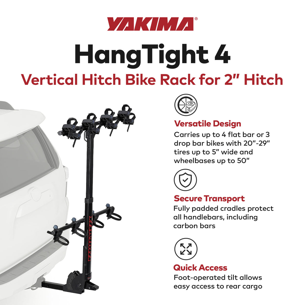 Yakima HangTight 4 Vertical Hanging Hitch Bike Rack 2In Receivers (Open Box)