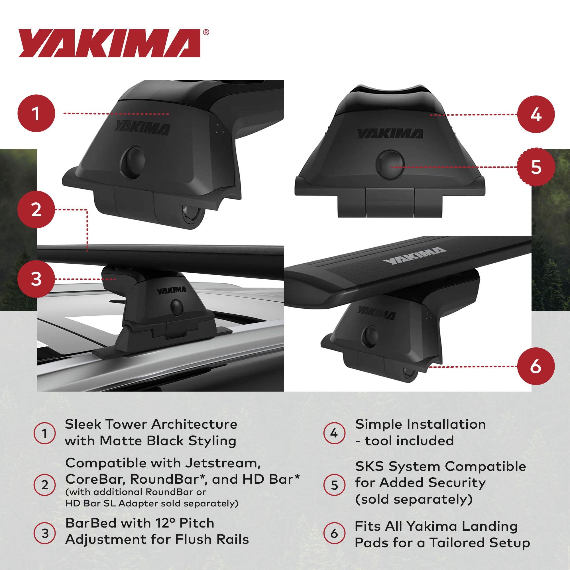 YAKIMA SkyLine Towers Roof Rack Cargo for Vehicles with Fixed Points (Set of 4) - VMInnovations