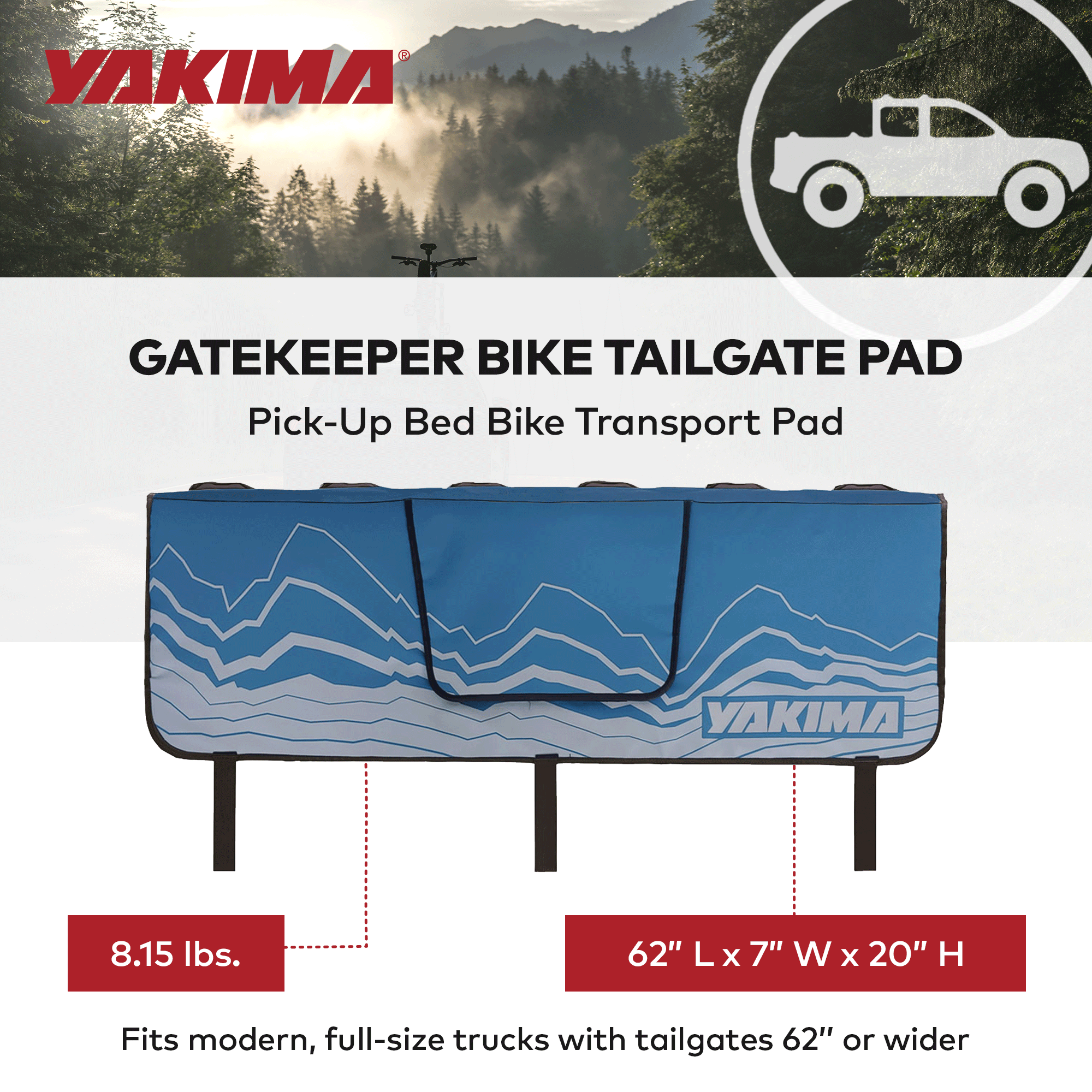 Yakima GateKeeper Full Size Truck Bed Large Bike Pad, Cascade Blue (Open Box) - VMInnovations