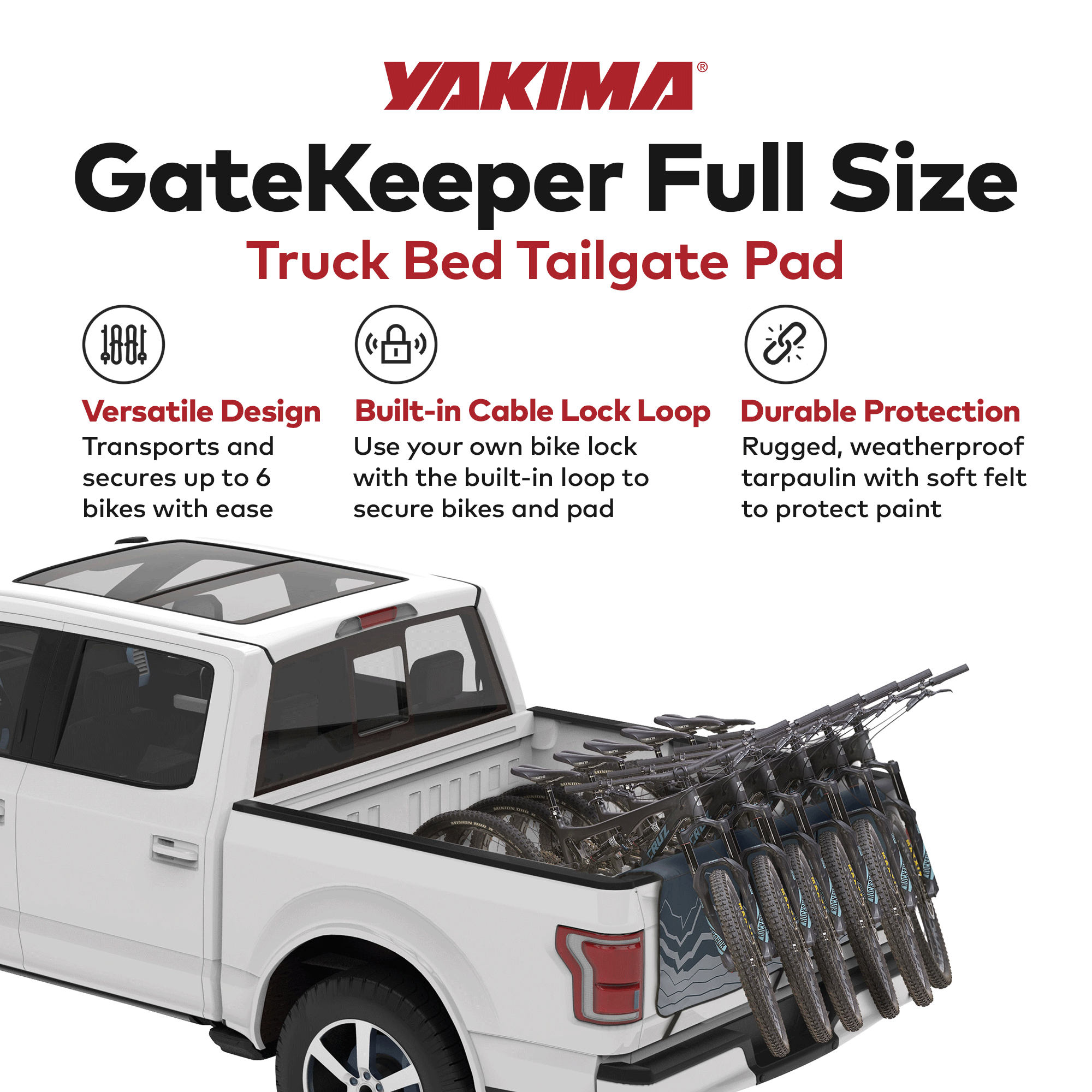 Yakima GateKeeper Full Size Truck Bed Large Bike Pad, Cascade Blue (Open Box) - VMInnovations