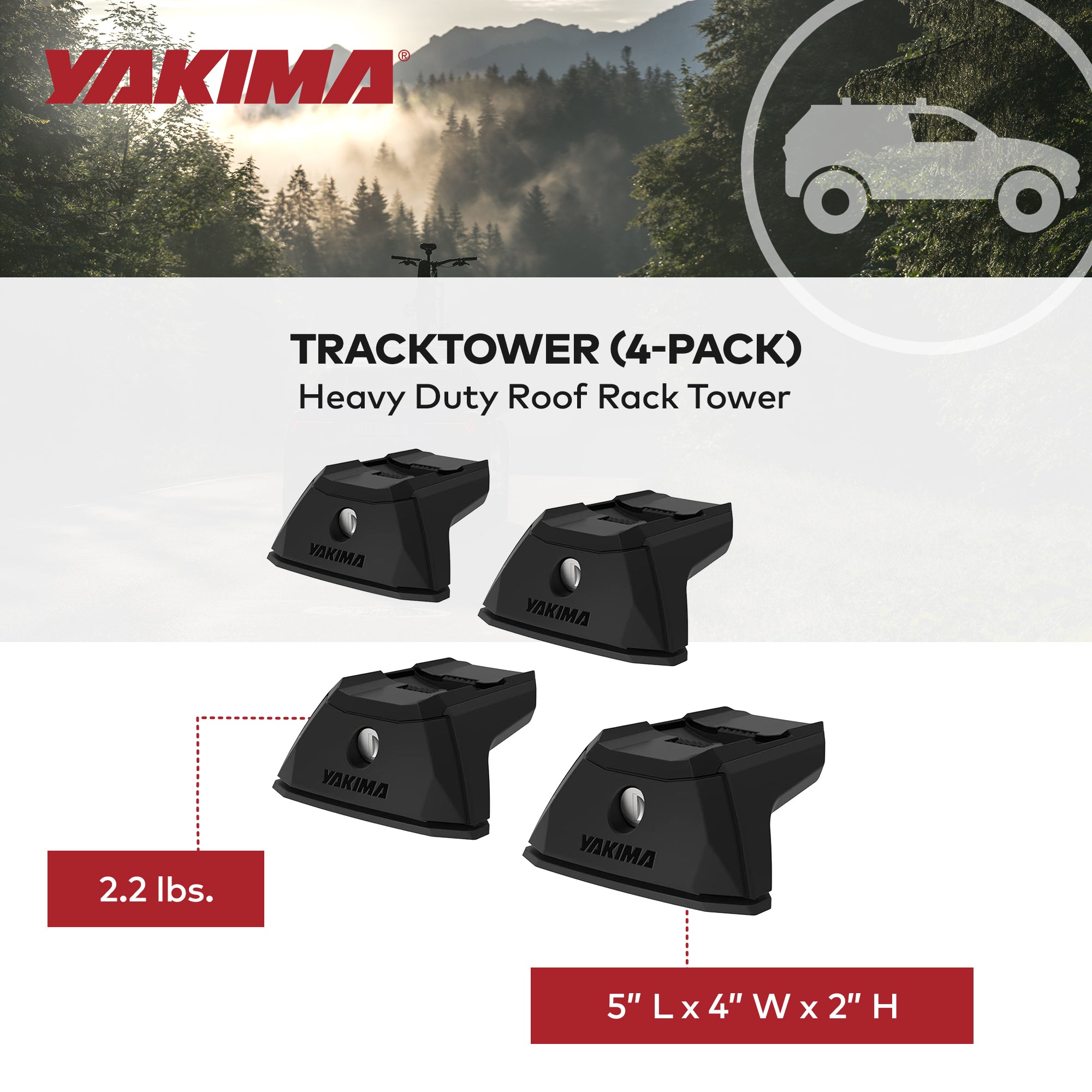 Yakima Heavy Duty Roof Rack Tower for Vehicles w/Tracks, Pack of 4 (Open Box) - VMInnovations