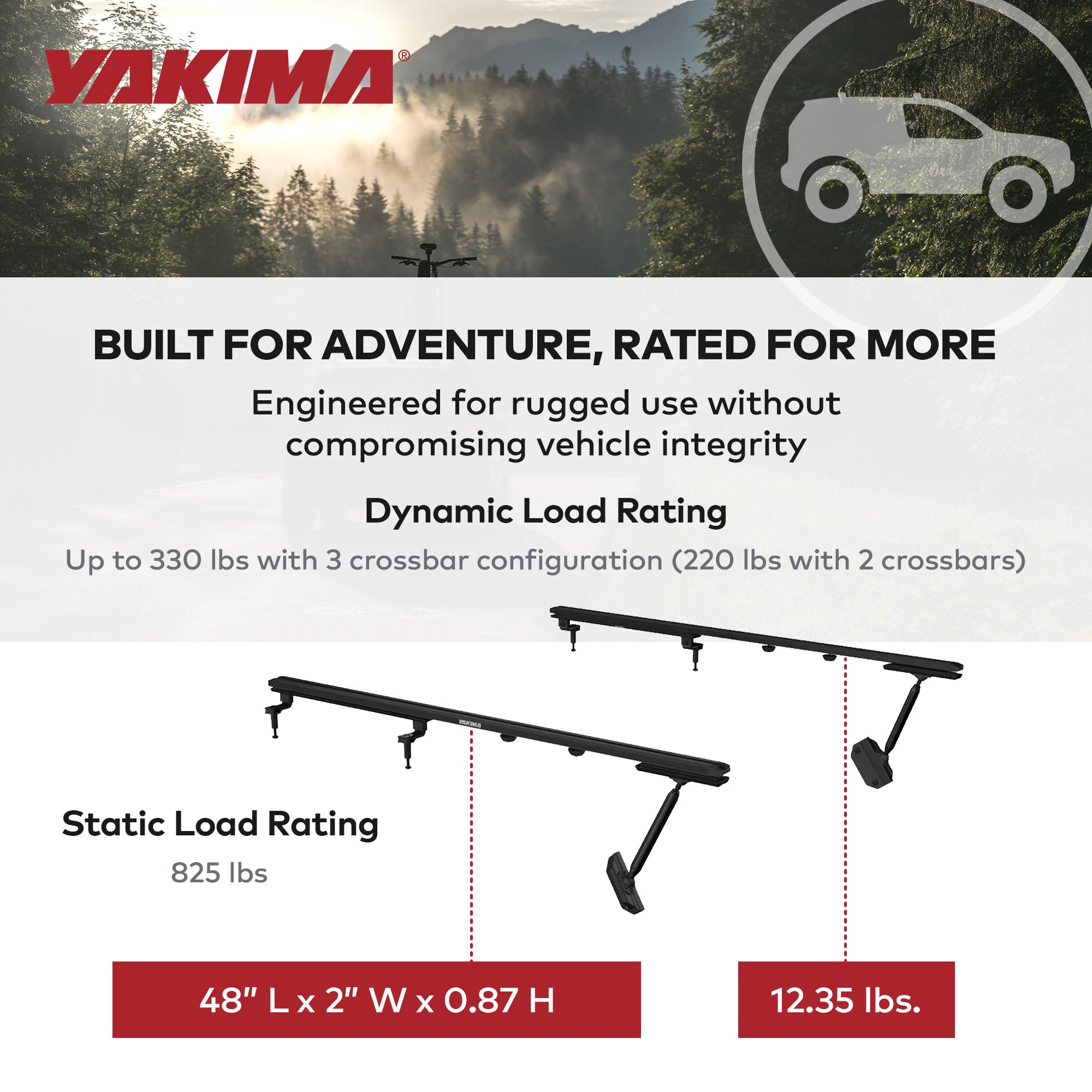Yakima RibCage JL 4DR Custom Rooftop Track System with Internal Supports, Black