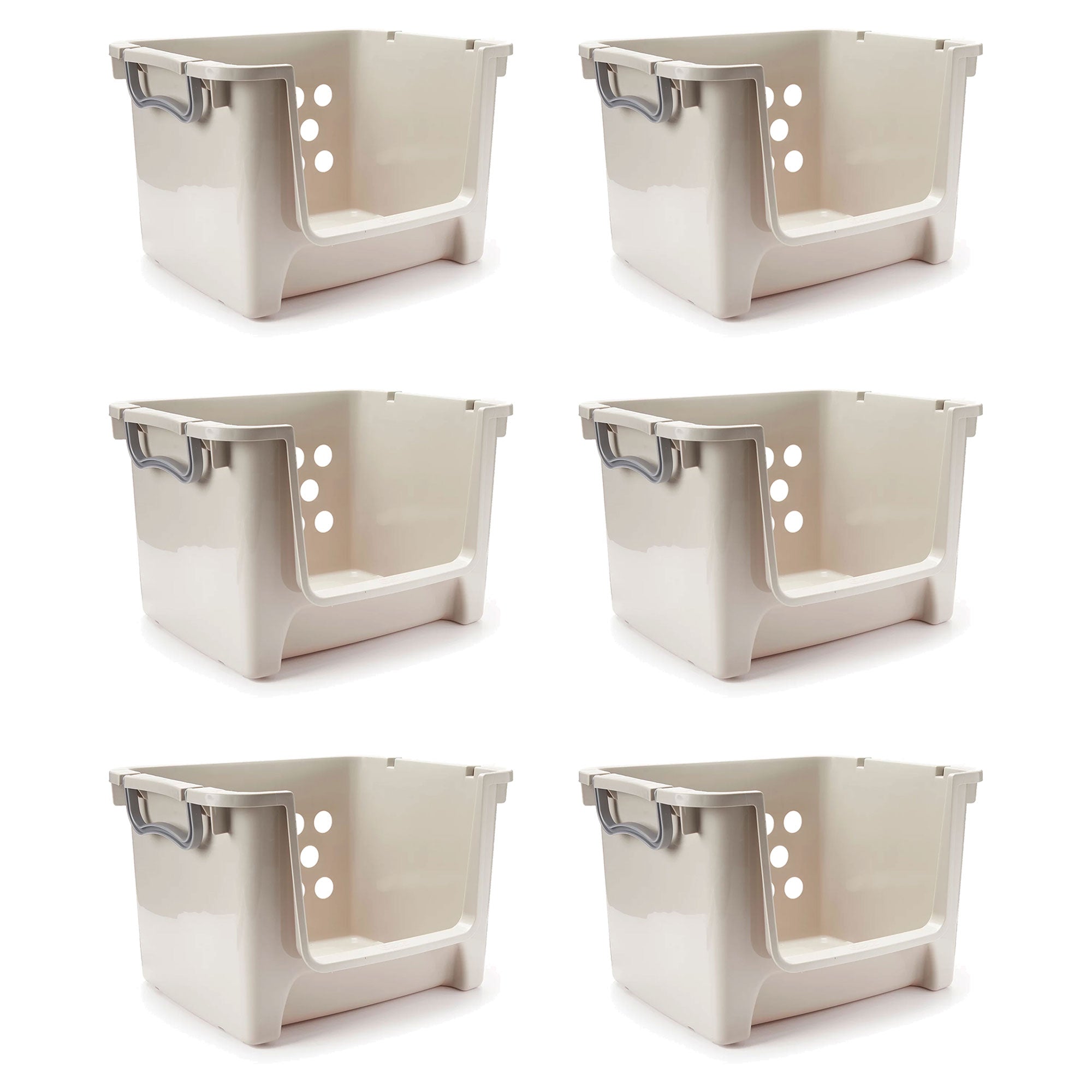 Sterilite Home Organization Stackable Open Storage Bin Container, Gray (6 Pack) - VMInnovations