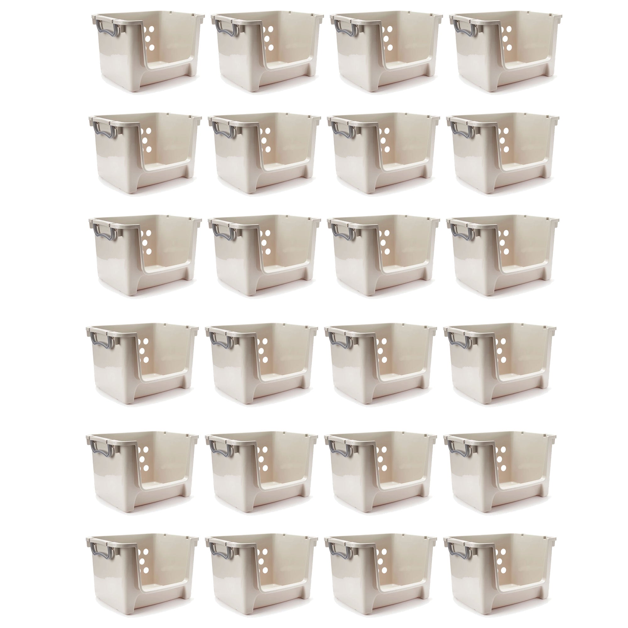 Sterilite Home Organization Stackable Open Storage Bin Container, Gray (24 Pack) - VMInnovations