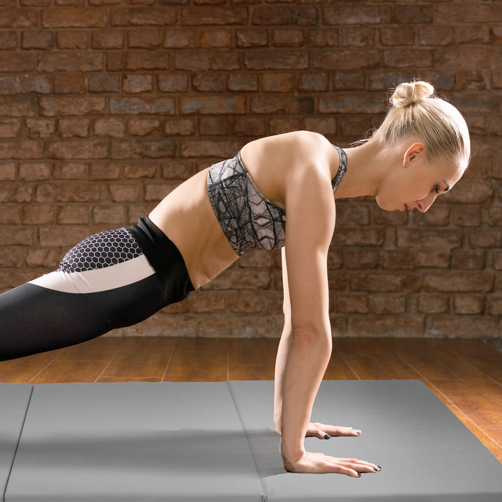 BalanceFrom Fitness GoGym 6 'x 2' x 1.5" Folding 3 Panel Exercise Gym Mat, Gray - VMInnovations