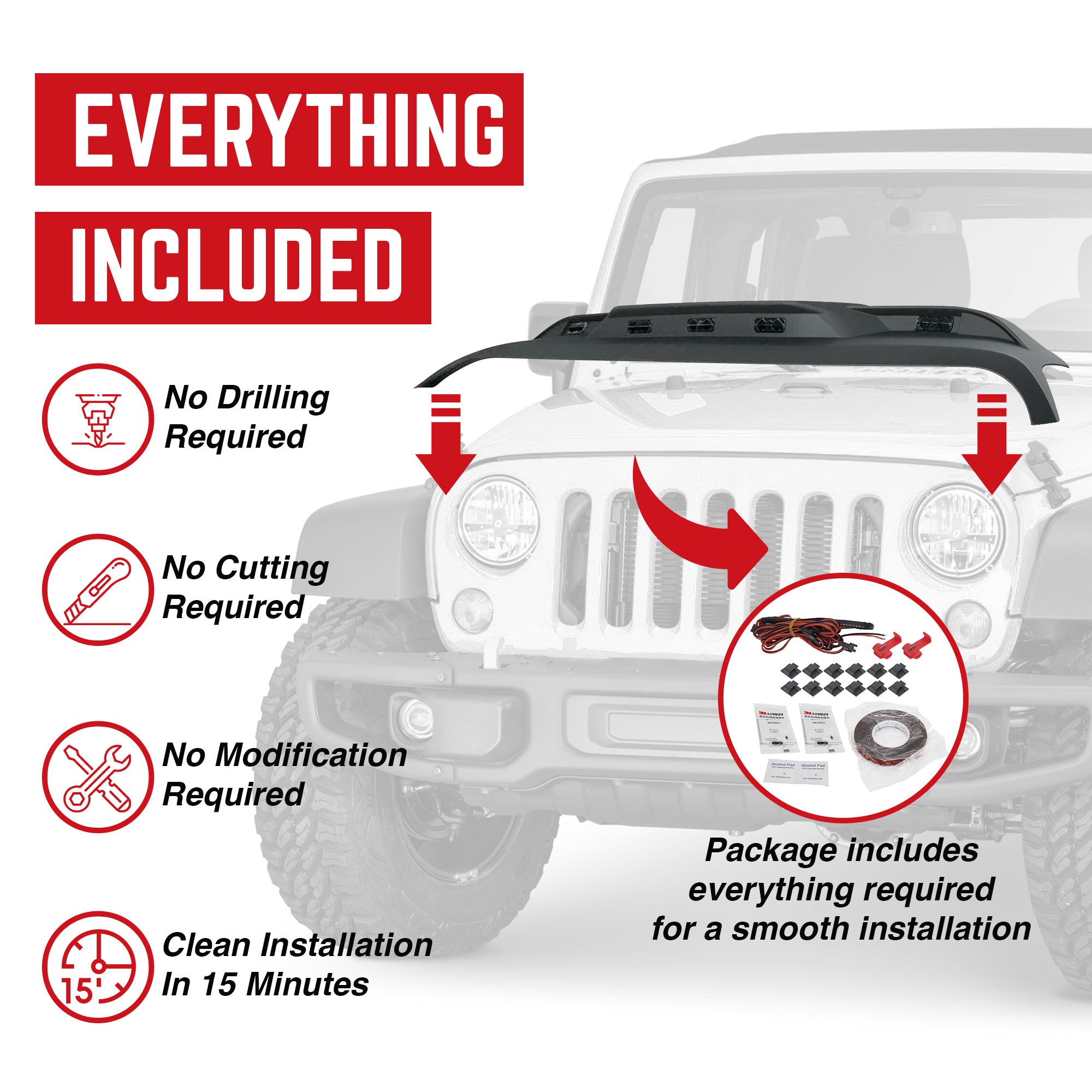 AMERICAN MODIFIED Hood Protector for 18-23 Jeep Wrangler JL & Gladiator JT(Used) - VMInnovations