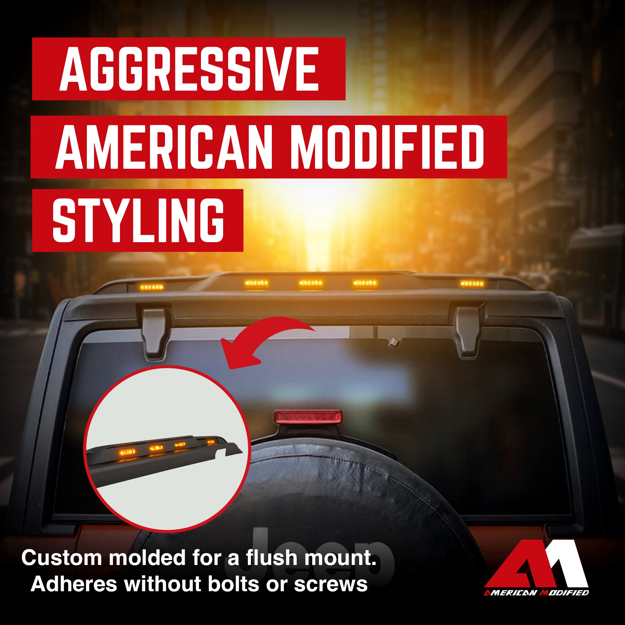AMERICAN MODIFIED Rear Roof Spoiler for 2018-2024 Jeep Wrangler JL Model Only - VMInnovations