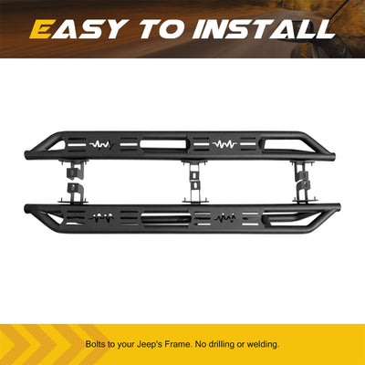 AMERICAN MODIFIED Side Step Bars Lightning Style for 18 to 23 Jeep Wrangler JL
